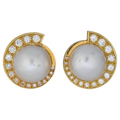 Tambetti Pearl and Diamonds Ear Clips