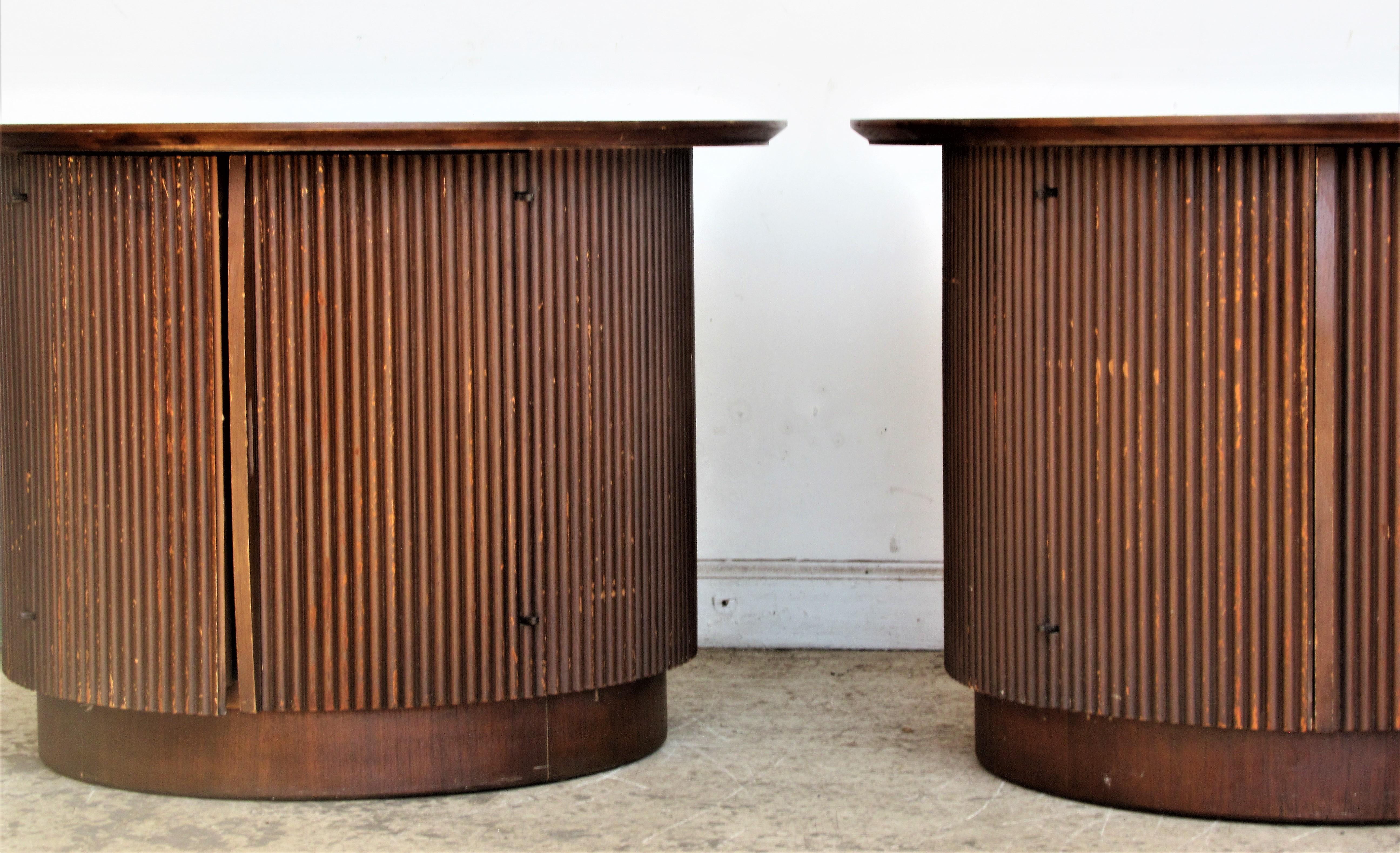  Tambour Door Walnut Drum Table Cabinets 3