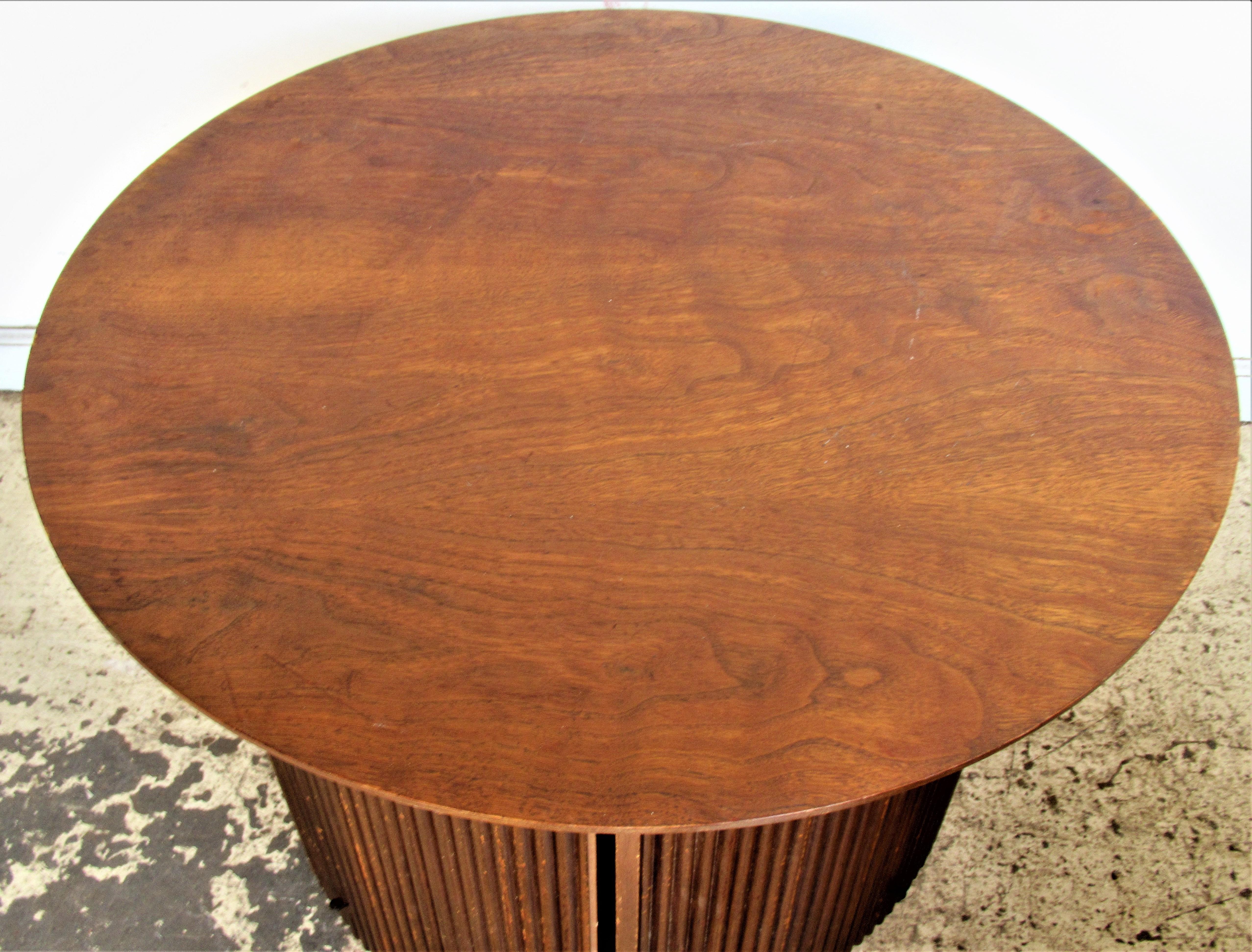  Tambour Door Walnut Drum Table Cabinets In Good Condition In Rochester, NY