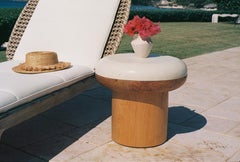 Tambor Side Table / Seat Sculptural Solid Wood and Cast Concrete