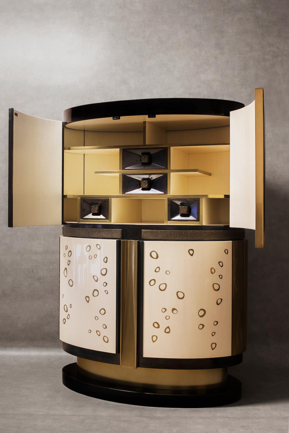 French Tambour Cabinet by Frédérique Domergue - One-of-a-kind, Contemporary For Sale