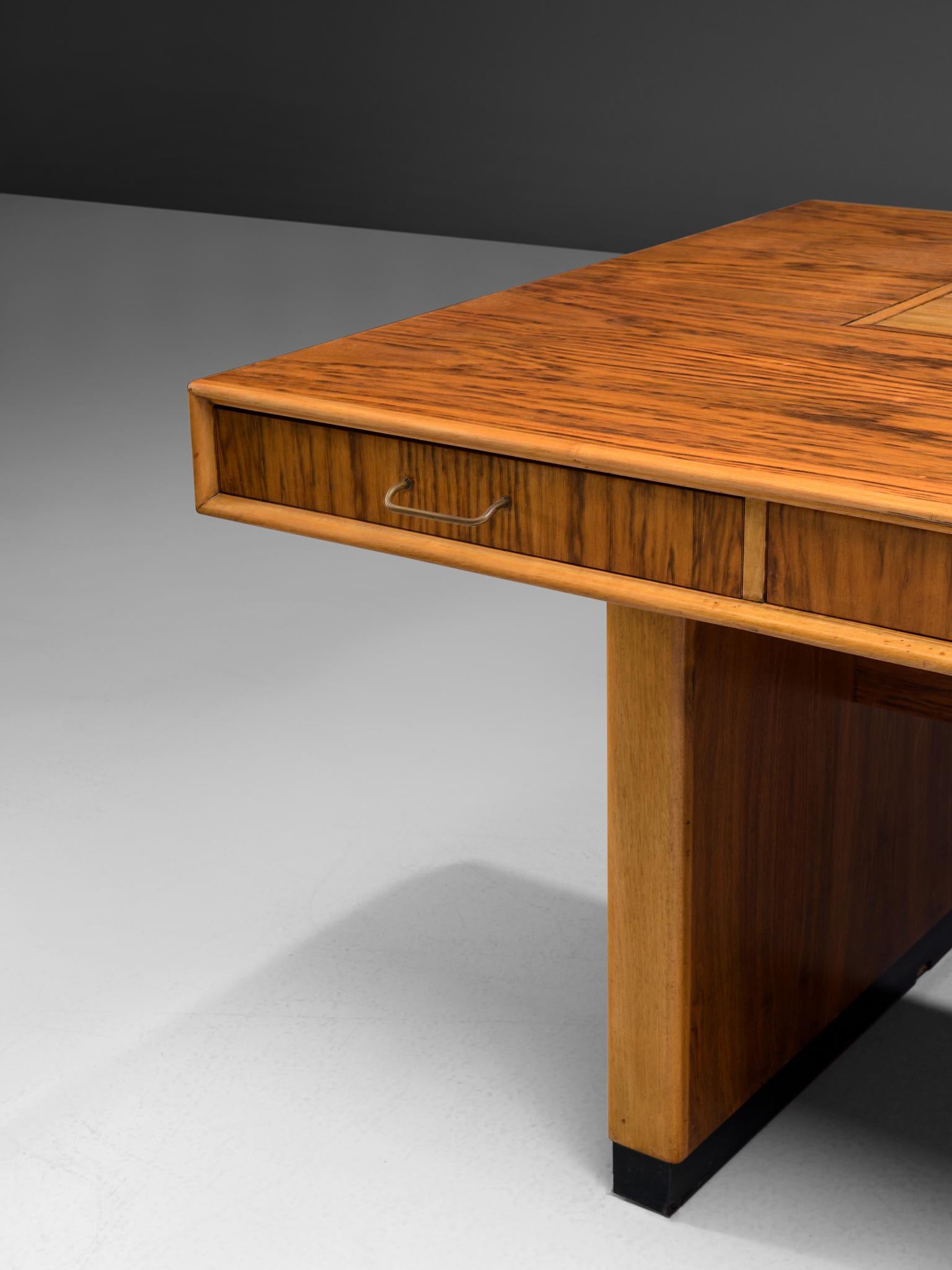 Mid-20th Century Tambour Desk with Rosewood and Walnut
