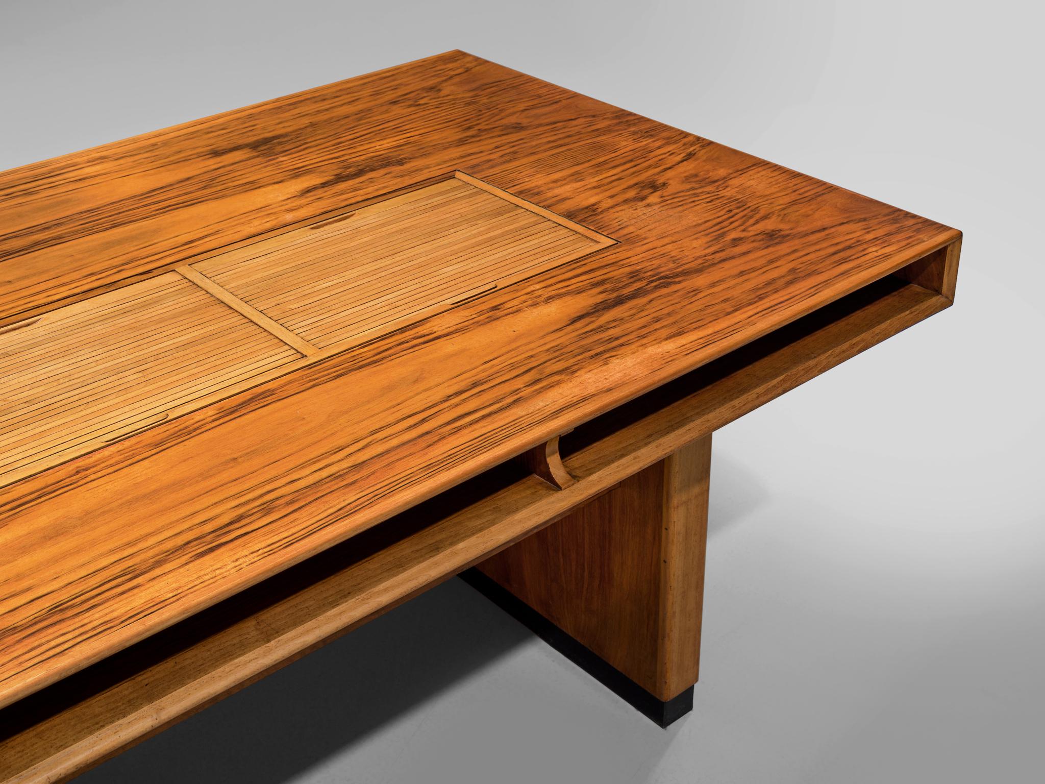 Wood Tambour Desk with Rosewood and Walnut