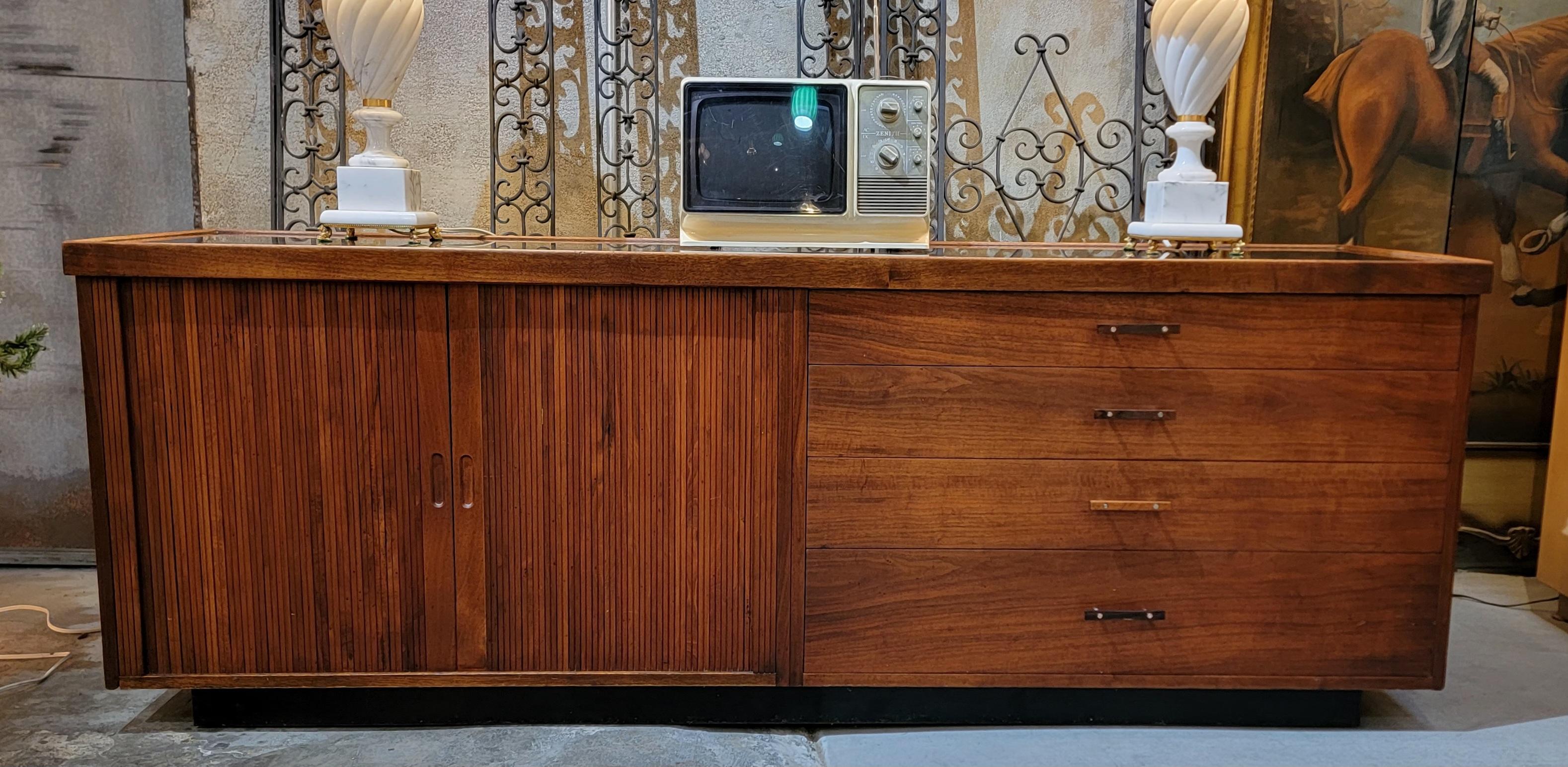 Mid-Century Modern Tambour Door Credenza by Milo Baughman for Glenn of California For Sale