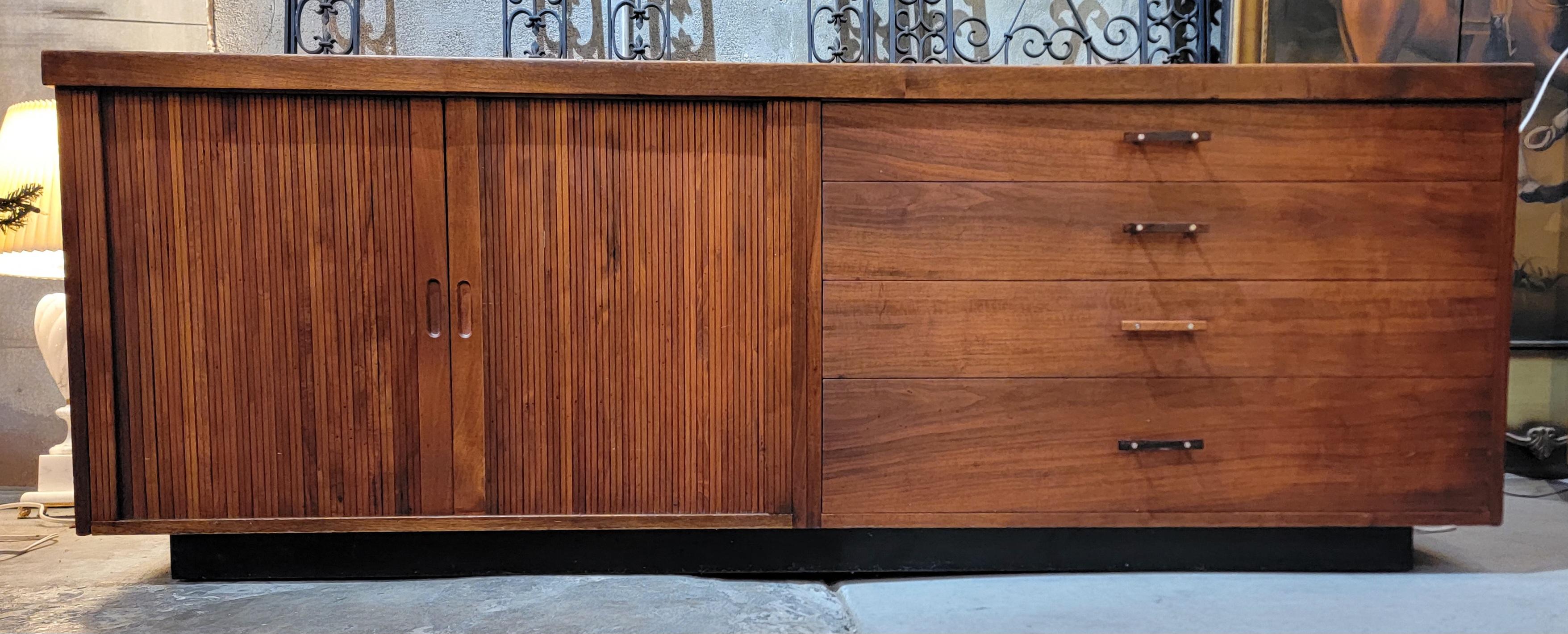American Tambour Door Credenza by Milo Baughman for Glenn of California For Sale