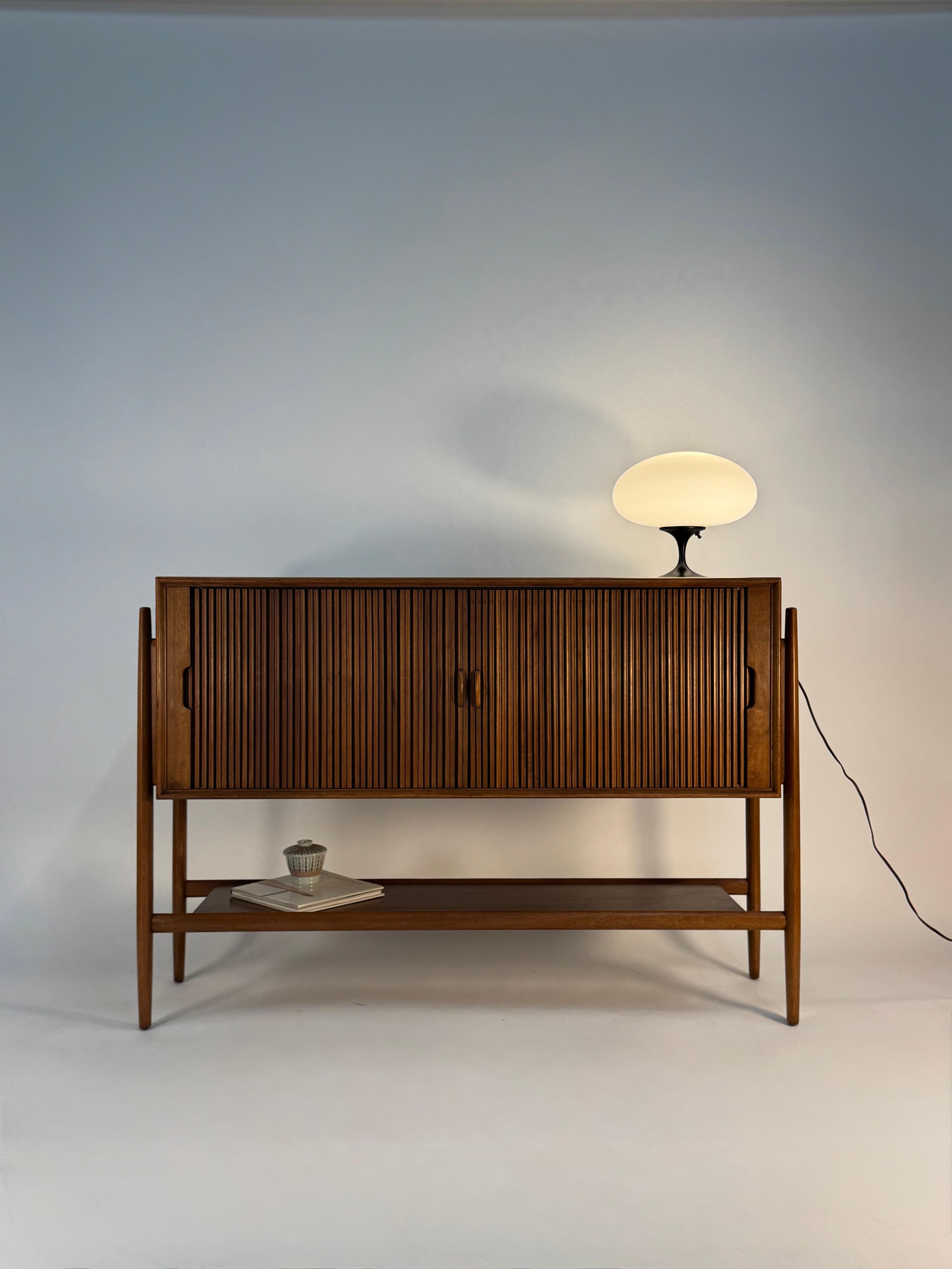 American Tambour Door Parallel Credenza for Drexel by Barney Flagg For Sale