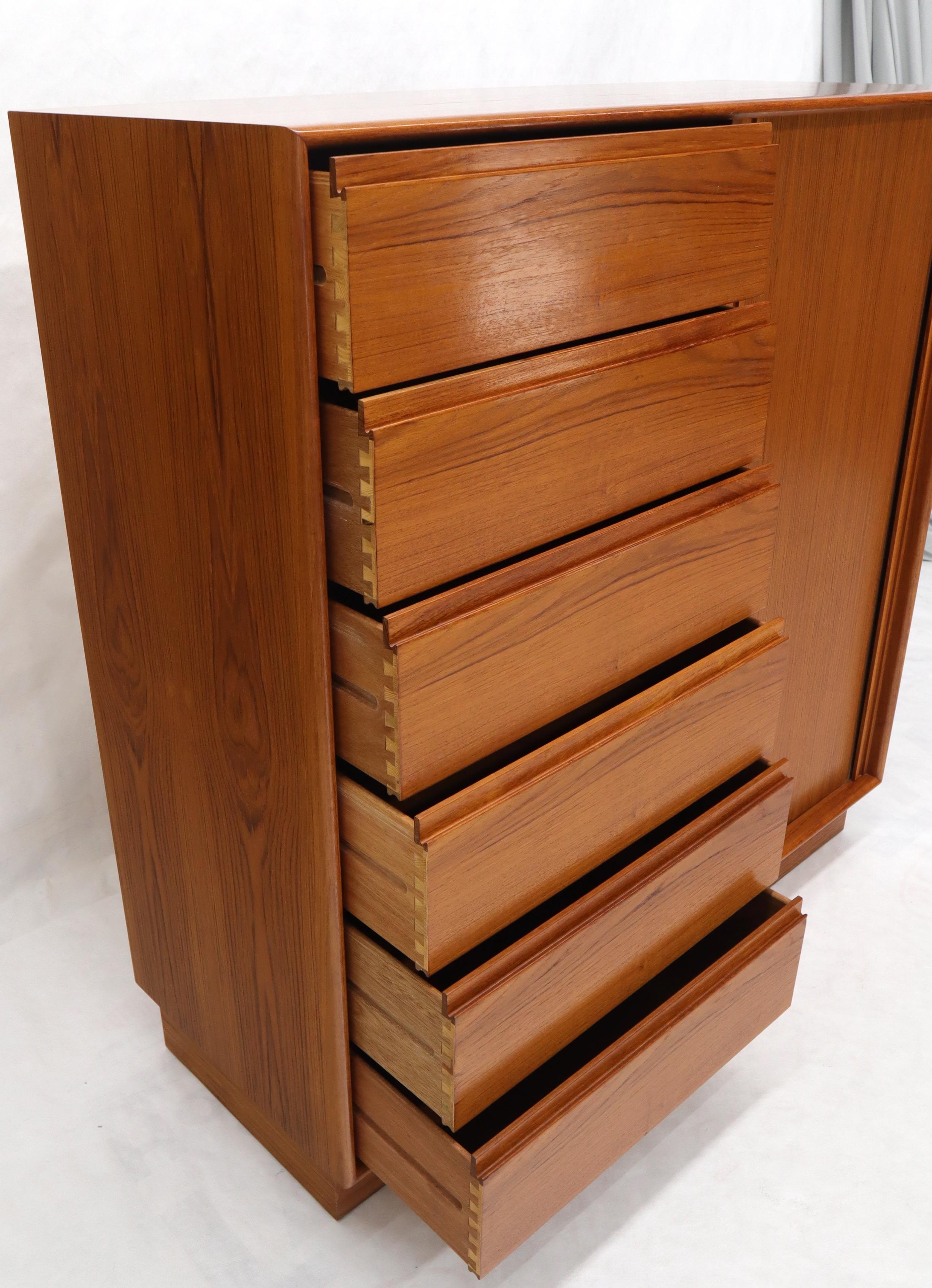 Tambour Door Side by Side 13 Drawers Large Teak Gentleman Chest Dresser Cabinet For Sale 1