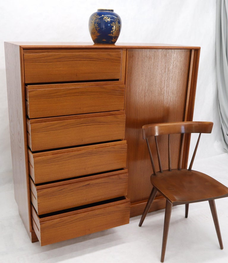 Tambour Door Side by Side 13 Drawers Large Teak Gentleman Chest Dresser ...