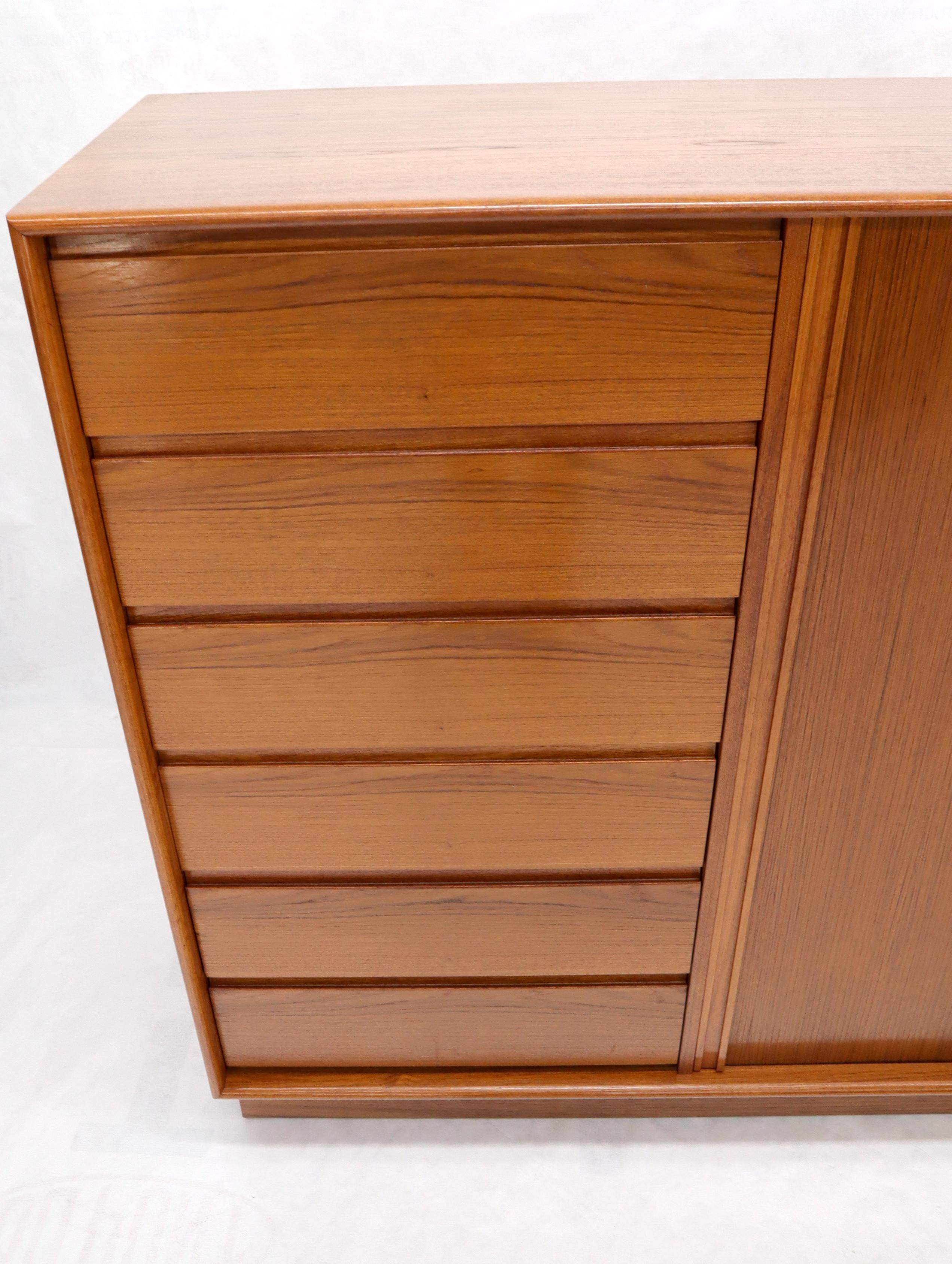 Tambour Door Side by Side 13 Drawers Large Teak Gentleman Chest Dresser Cabinet In Good Condition For Sale In Rockaway, NJ