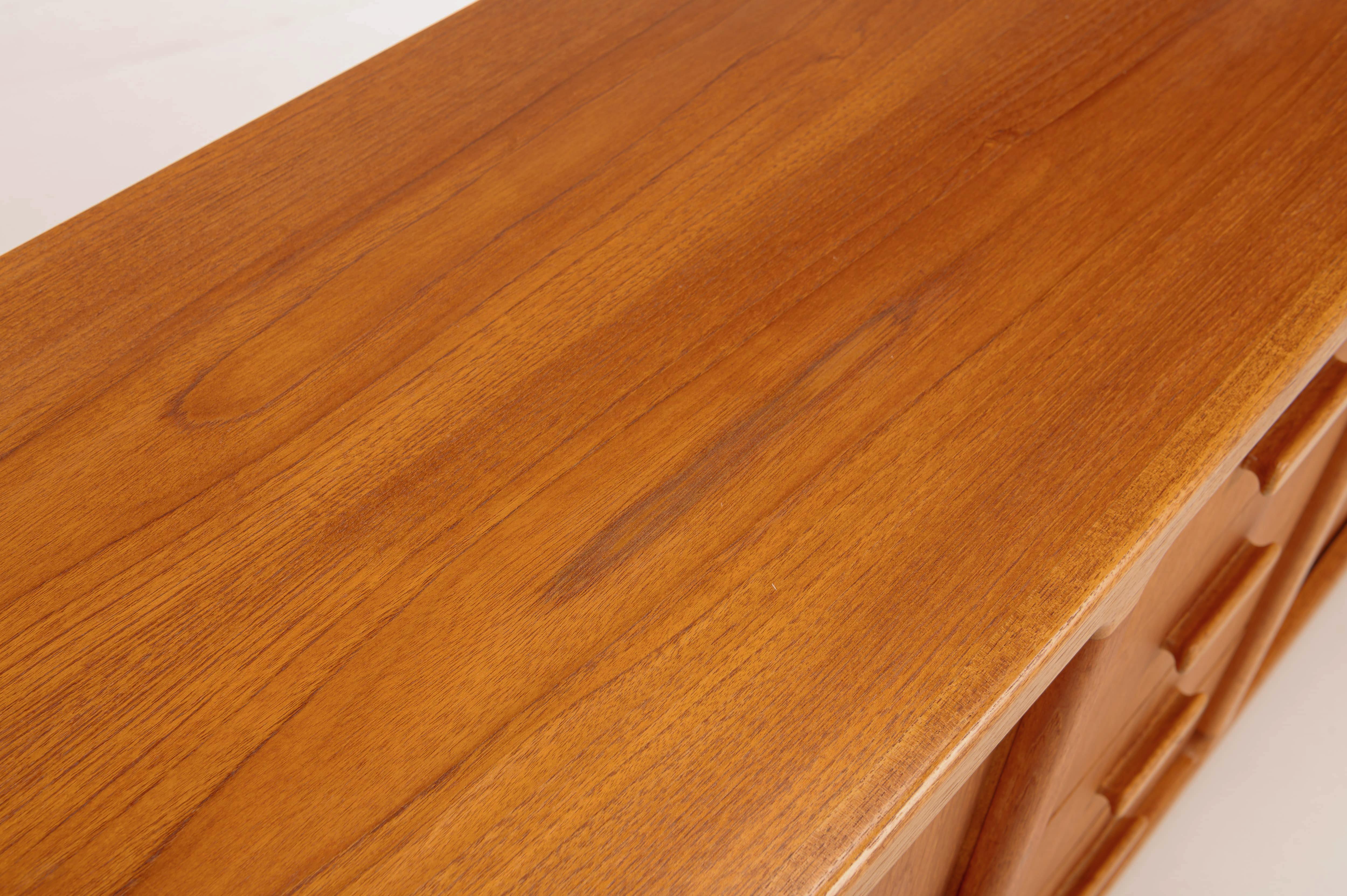 Teak Tambour door sideboard by Johannes Andersen for C.F.C. Silkeborg, Denmark For Sale