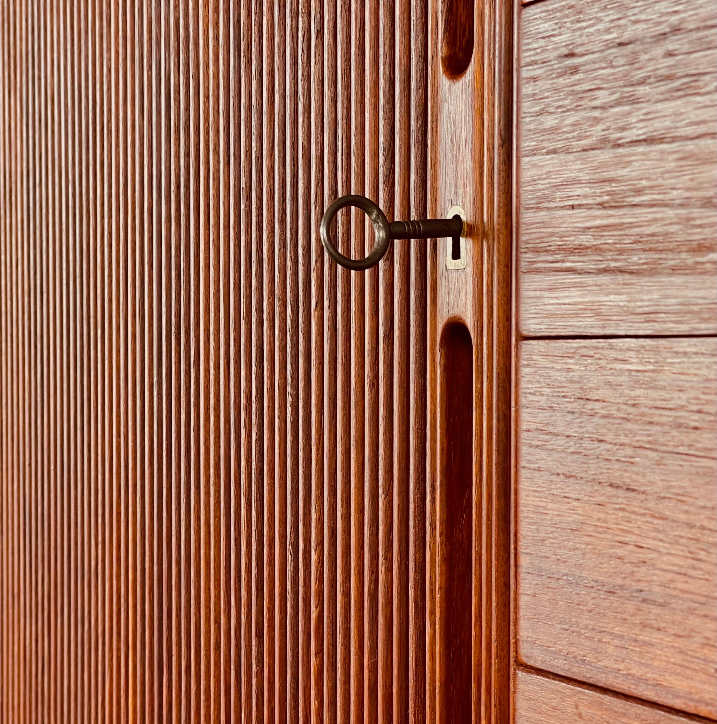 20th Century Tambour Door Sideboard in Teak by Peter Hvidt & Orla Mølgaard Nielsen For Sale