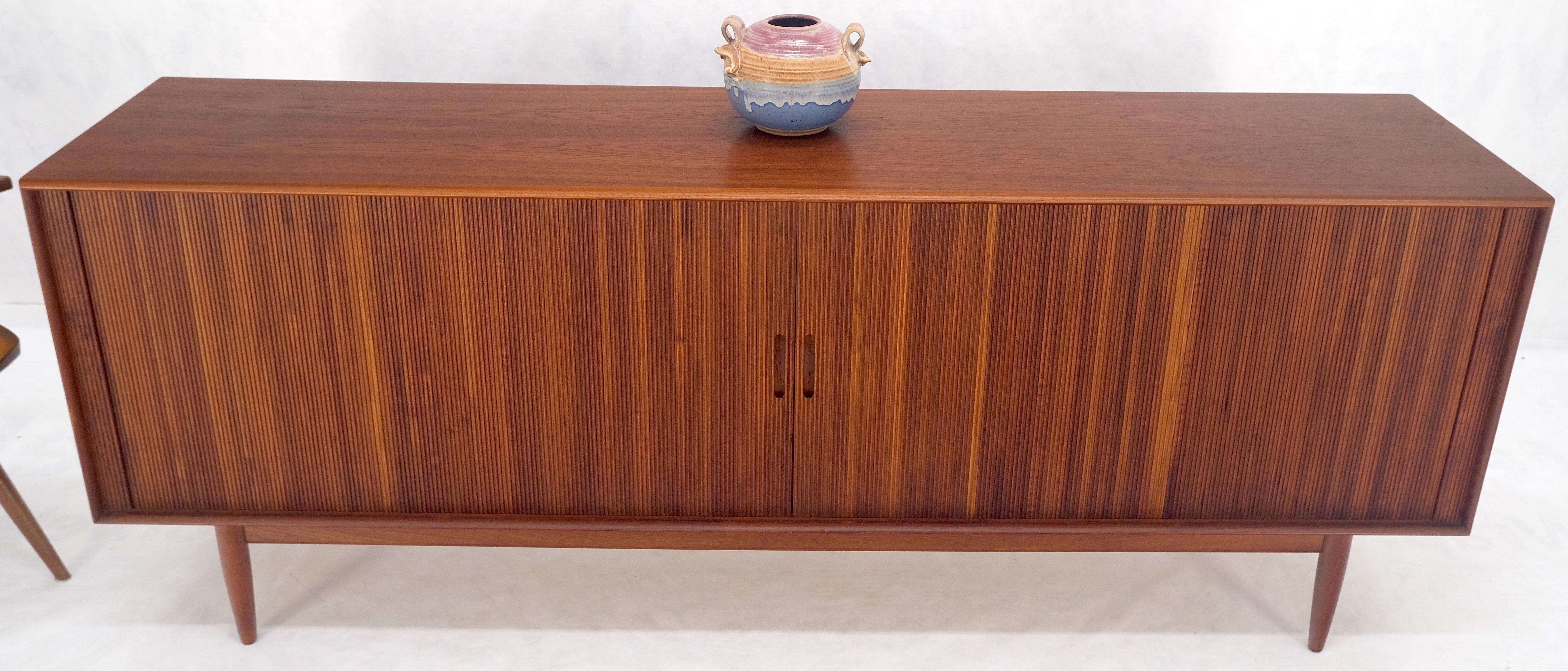 Tambour Doors Early Danish Mid Century Modern Long Credenza Dresser MINT! 4