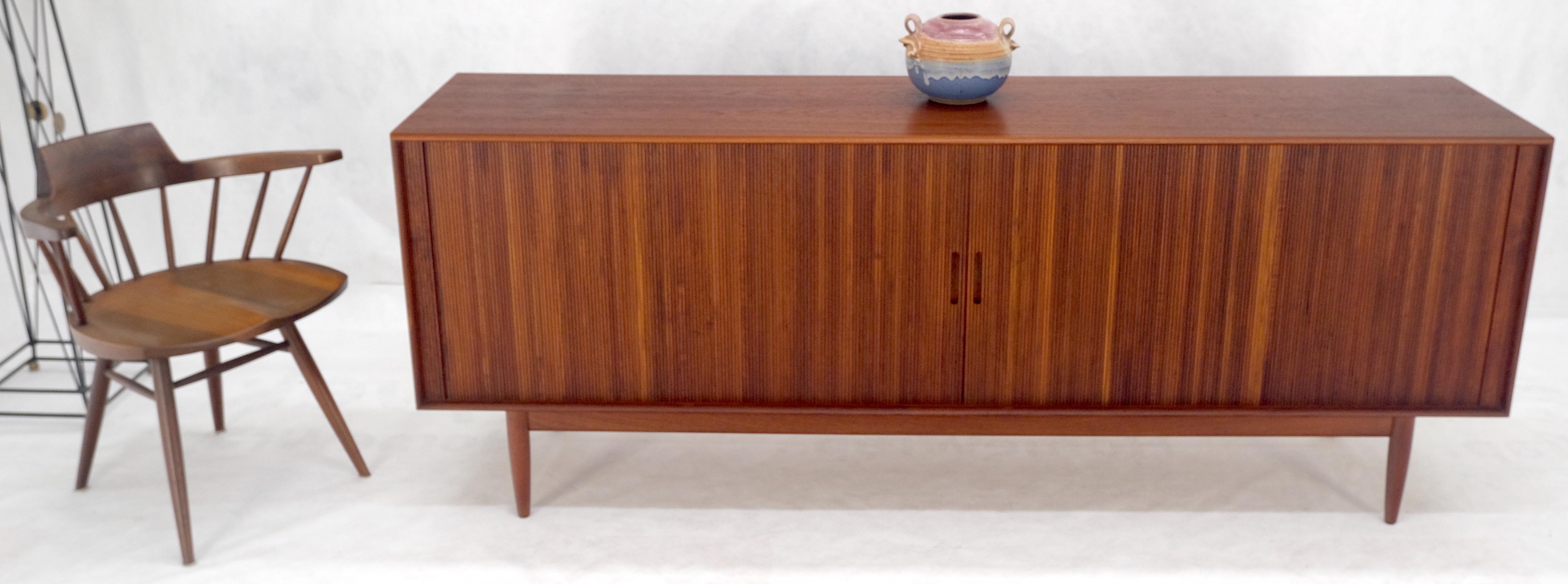 Tambour Doors Early Danish Mid Century Modern Long Credenza Dresser MINT! 5