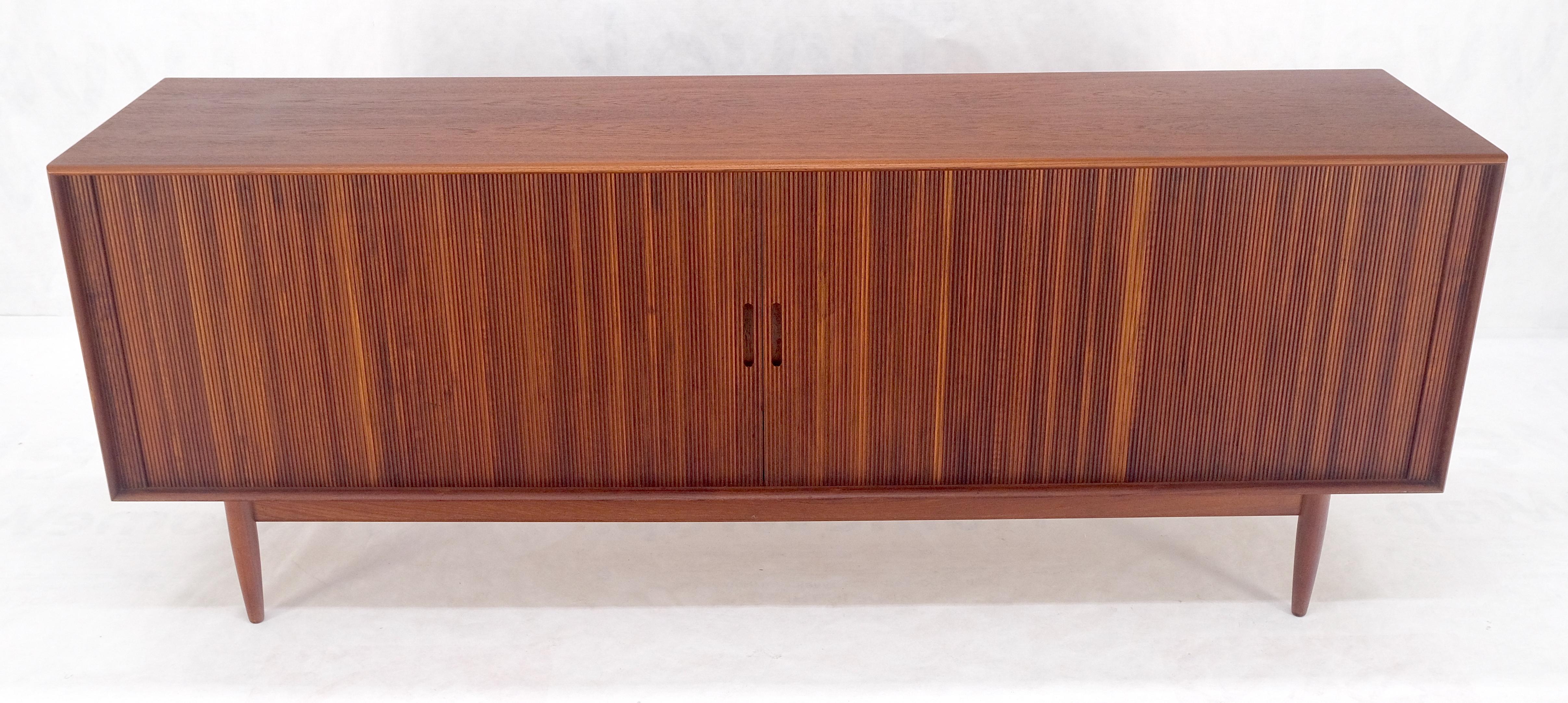 Finished Back Tambour Doors Early Danish Mid Century Modern Long Credenza Dresser MINT!