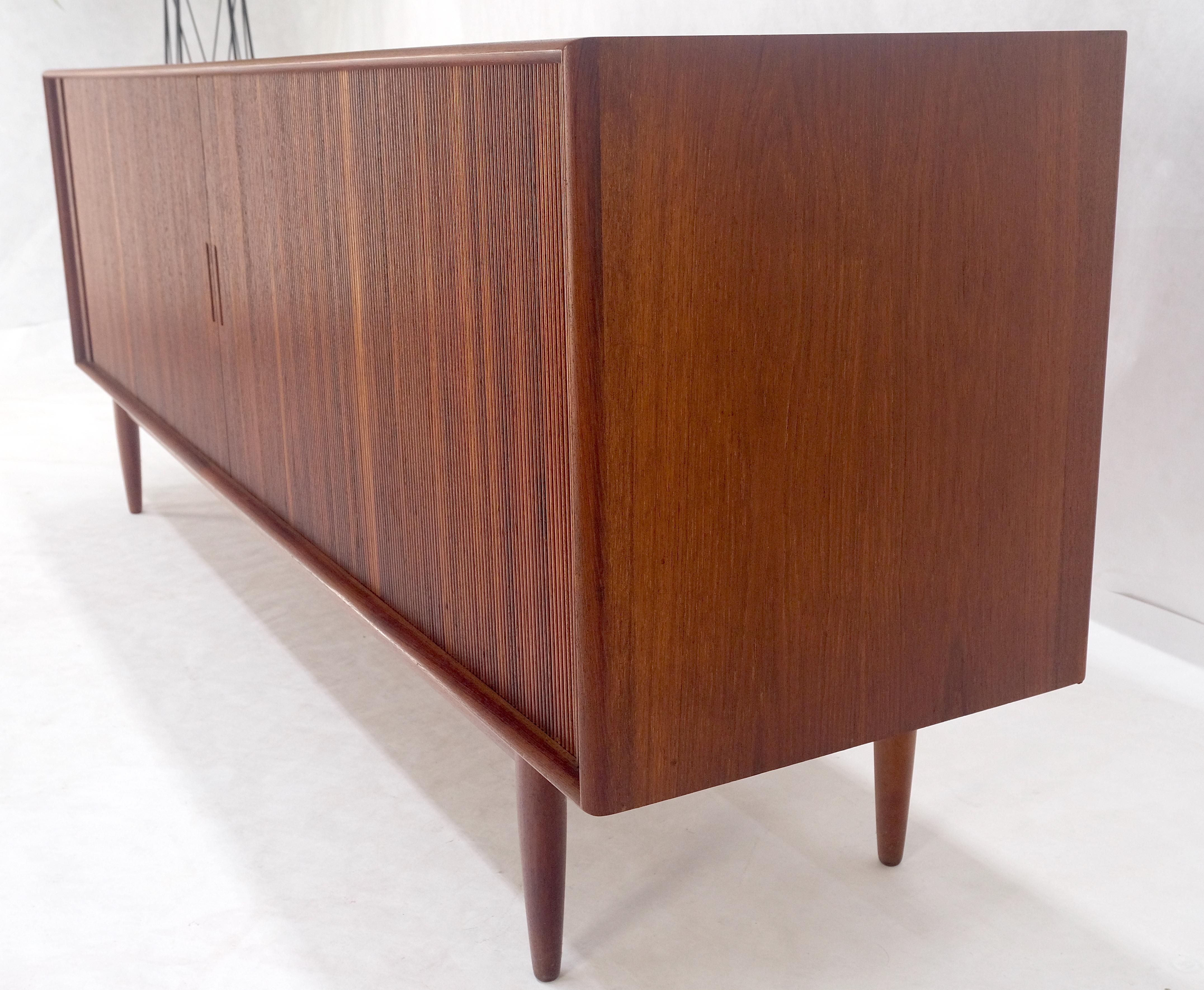 Lacquered Tambour Doors Early Danish Mid Century Modern Long Credenza Dresser MINT!