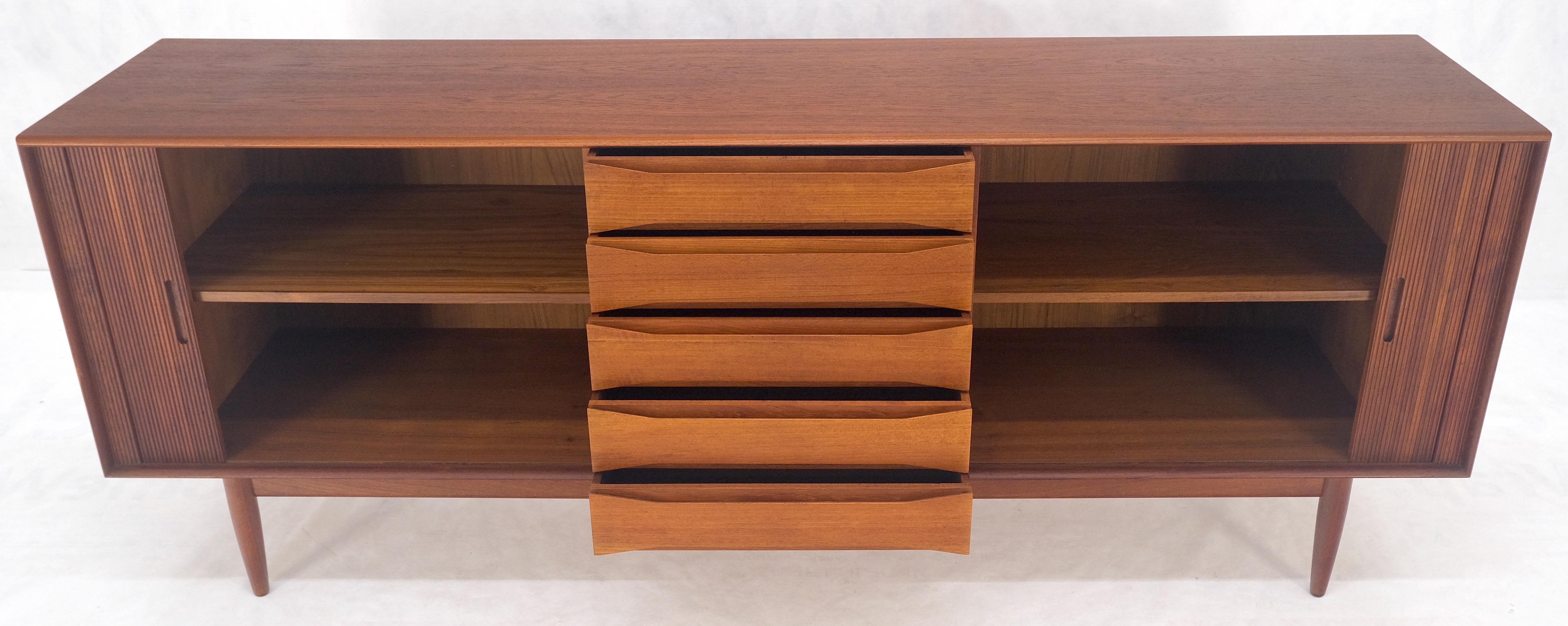 Tambour Doors Early Danish Mid Century Modern Long Credenza Dresser MINT! 1