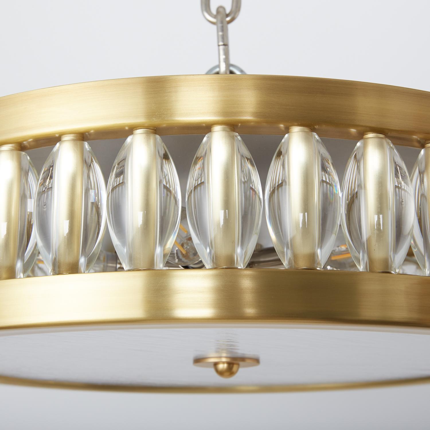 Modern Tambour Flush Mount with Oval Beads by David Duncan For Sale