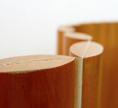 Tambour Screen Room Divider in Solid golden mahogany & Rosso Verona Marble