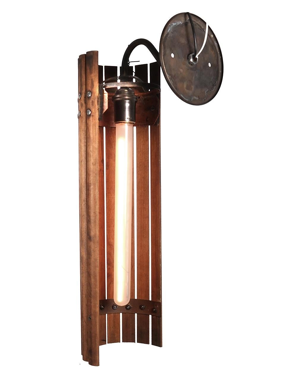 Industrial Tambour Wood Sconce