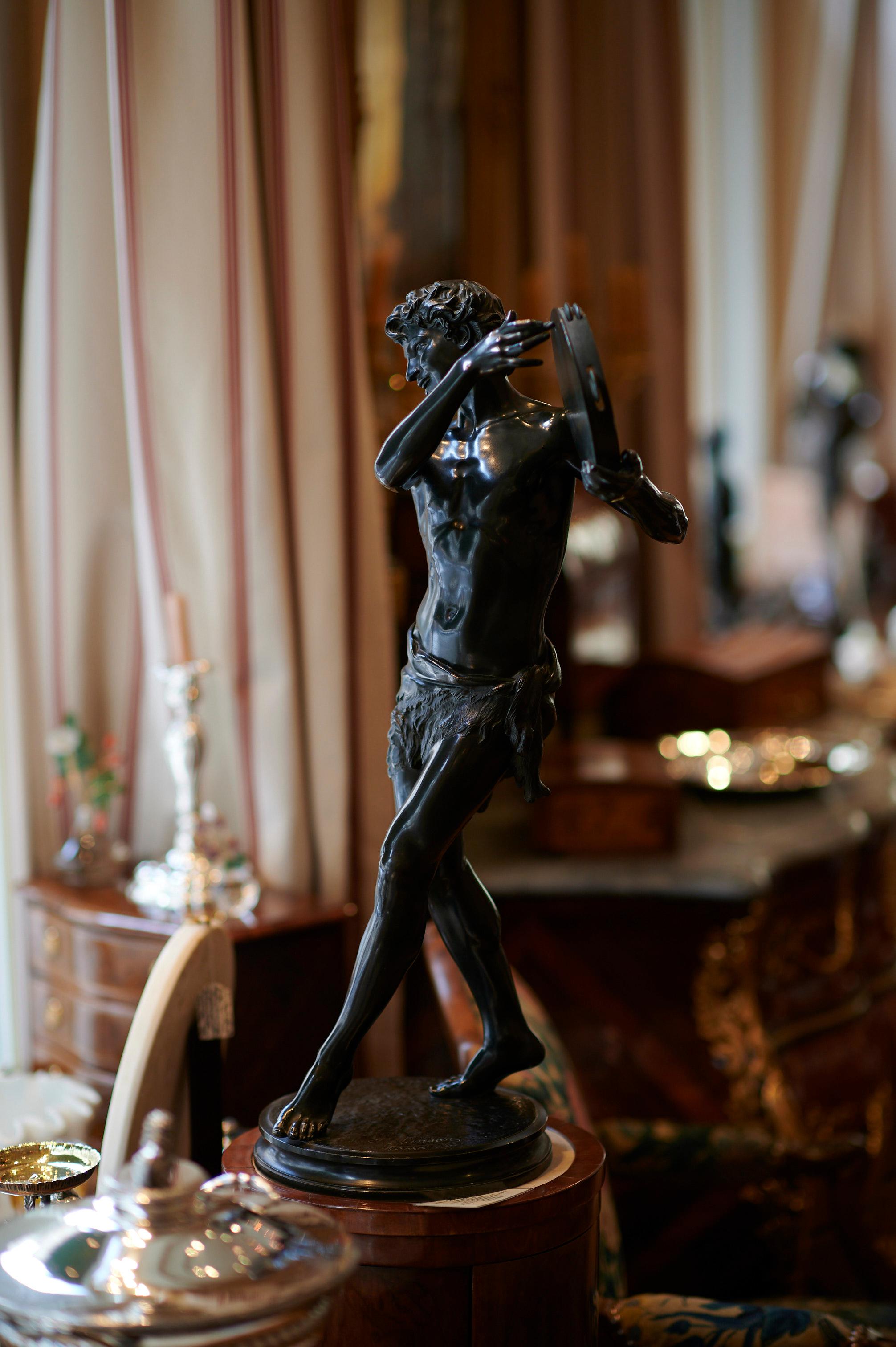 Napoleon III Tambourine Player, Bronze, Justin-Chrysostome Sanson, Paris, 19th Century For Sale