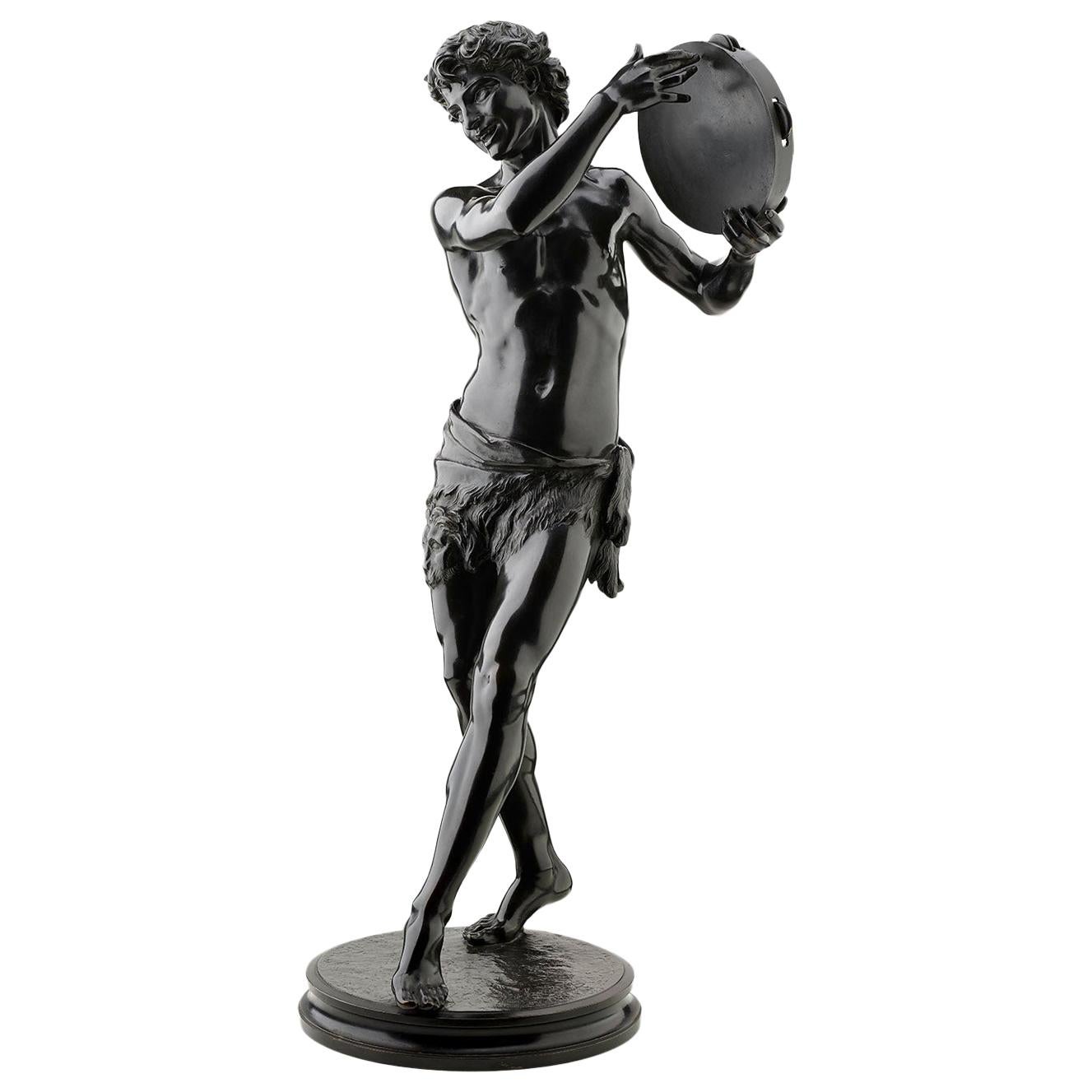 Tambourine Player, Bronze, Justin-Chrysostome Sanson, Paris, 19th Century For Sale
