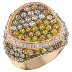 Diamant-Cluster-Ring im Tambulischliff mit Baguette-Halo aus 18 Karat Roségold
