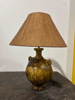 Tamegroute Style Glazed Ceramic Table Lamp with Parchment Shade