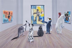Ta Men+ Painting - Basquiat Art in the museum - animals - dog, bear, penguin