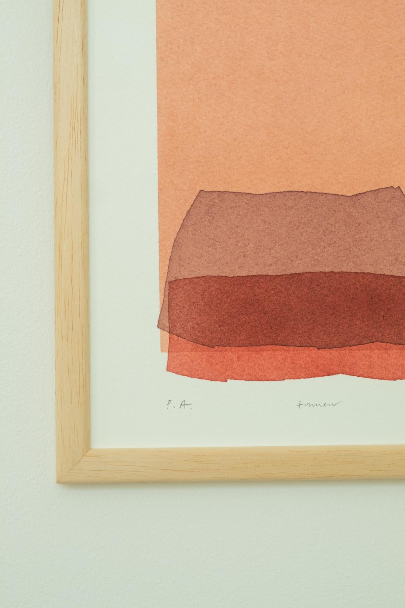 TAMEN - Minimalistischer moderner Aquarelldruck (Portugiesisch) im Angebot