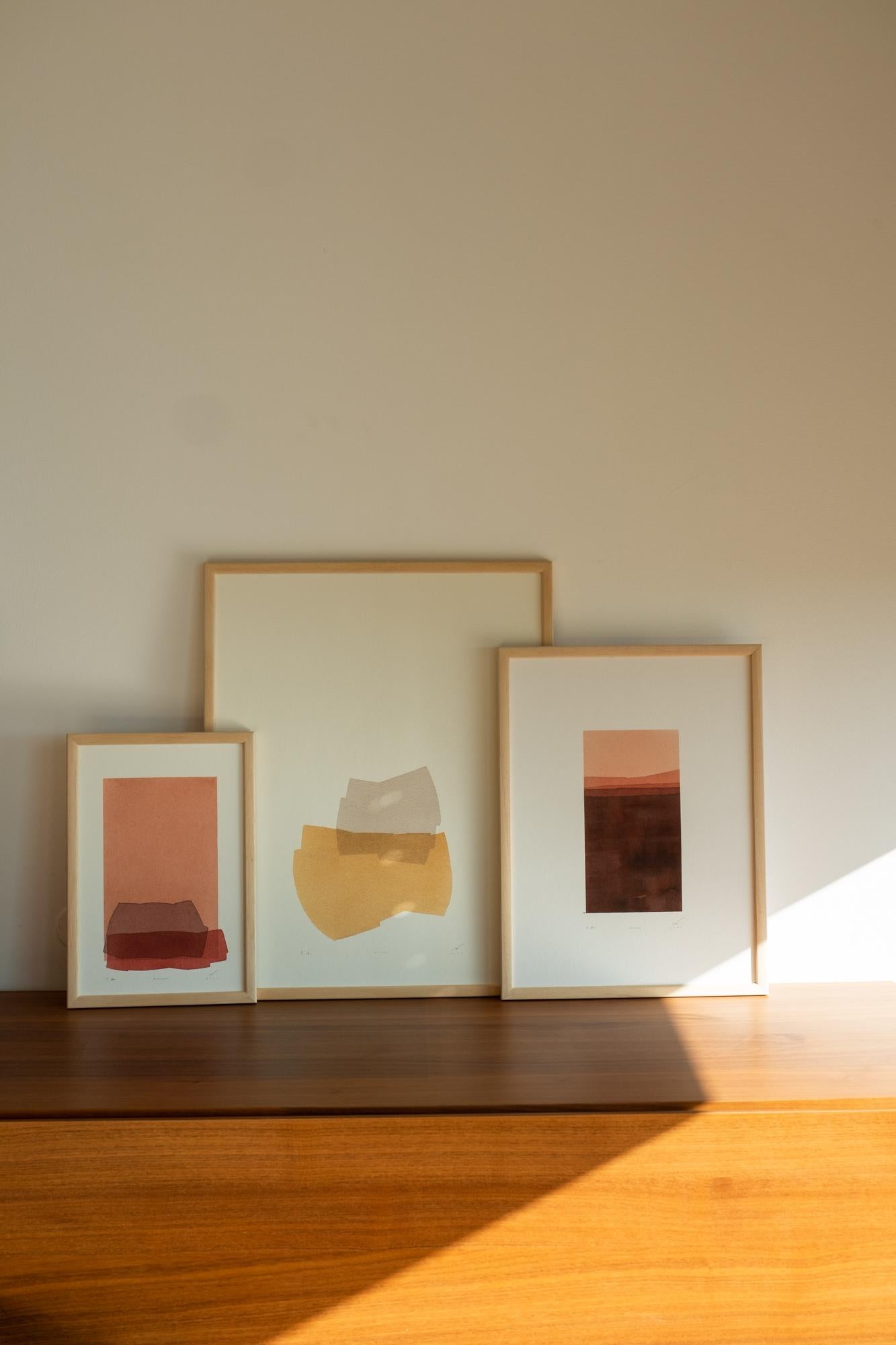 TAMEN - Minimalistischer moderner Aquarelldruck im Angebot 1