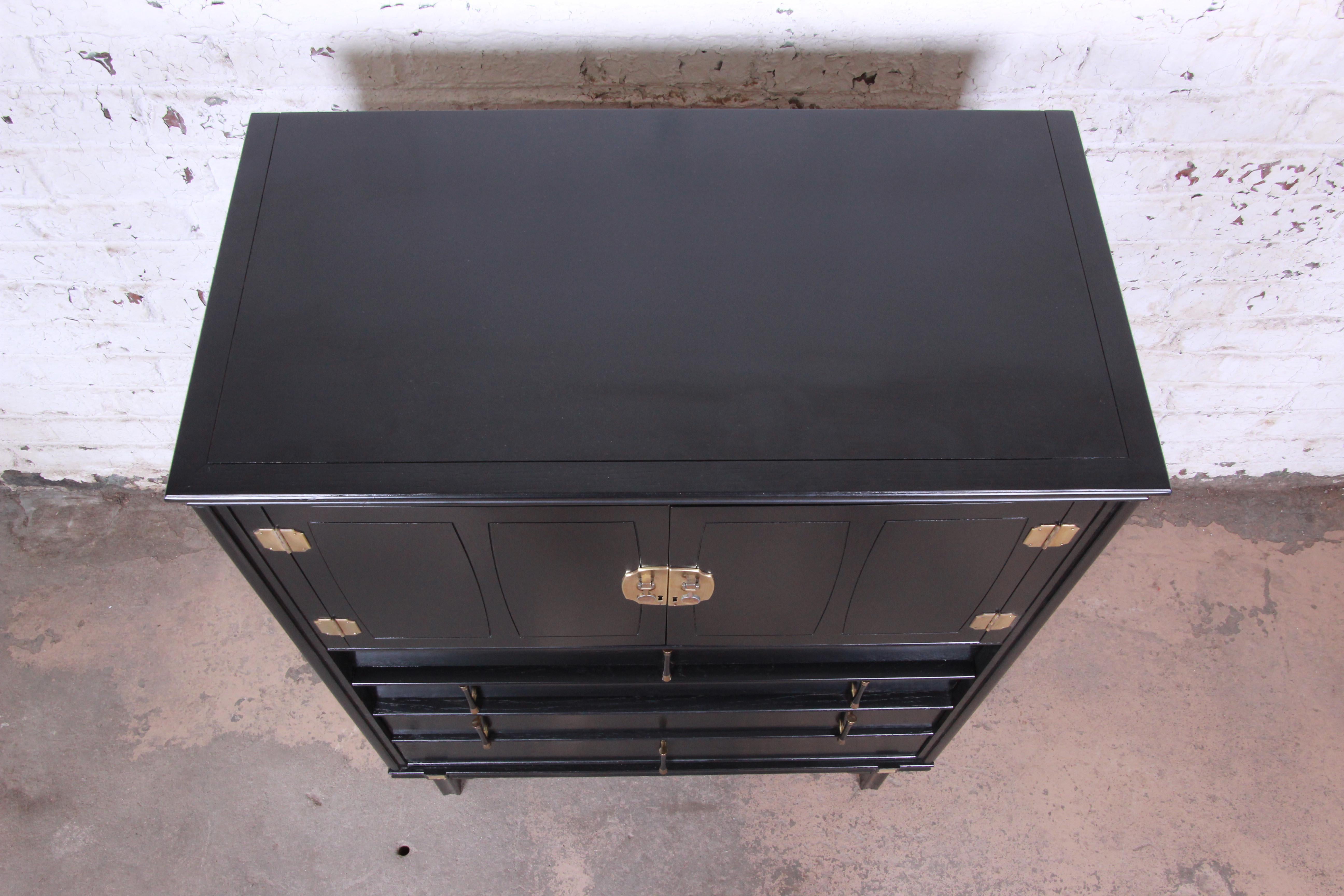 Tamerlane Collection Hollywood Regency Chinoiserie Ebonized Gentleman's Chest 5
