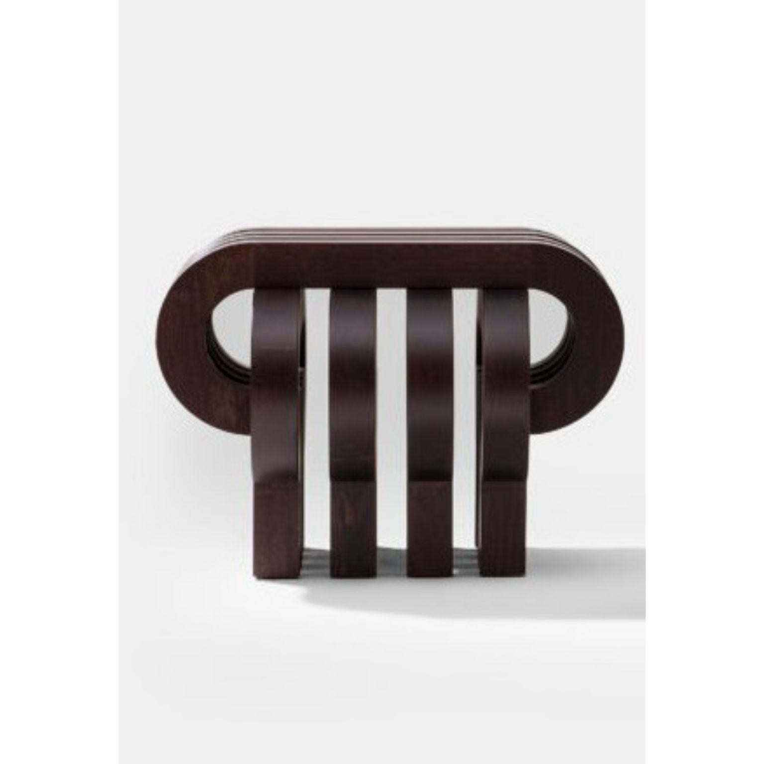 Tamga Wenge Stool by Tolga Sencer
Dimensions: D 55.5 x W 55.5 x H 40 cm.
Materials: Wenge wood.

Available in different wood options (massive american walnut, massive wenge, oak, afromosia or black lacquer with stainless steel details). Please