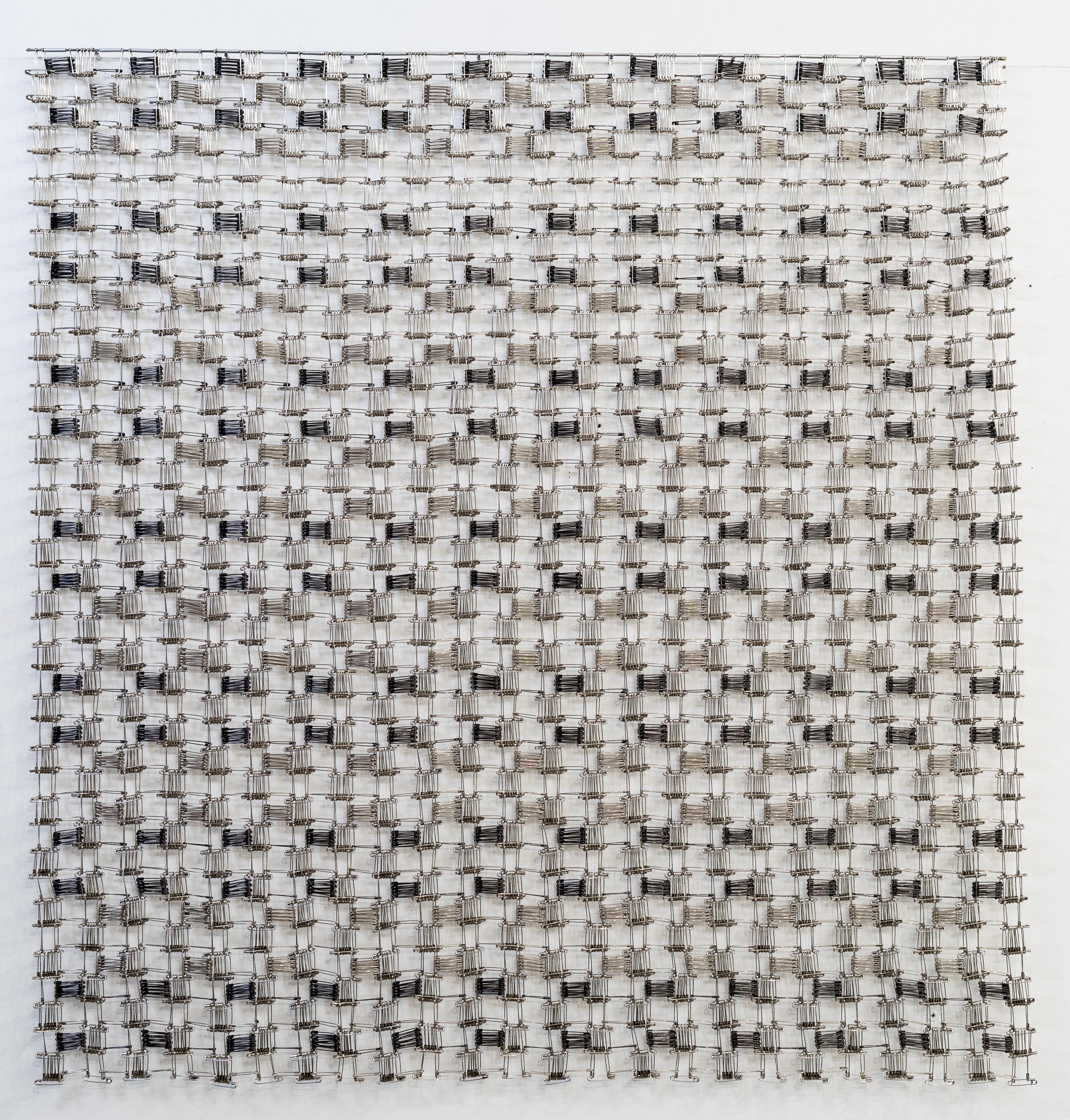 Tamiko Kawata Abstract Sculpture - Permutation 10, minimalist safety pins abstract sculpture, 2018