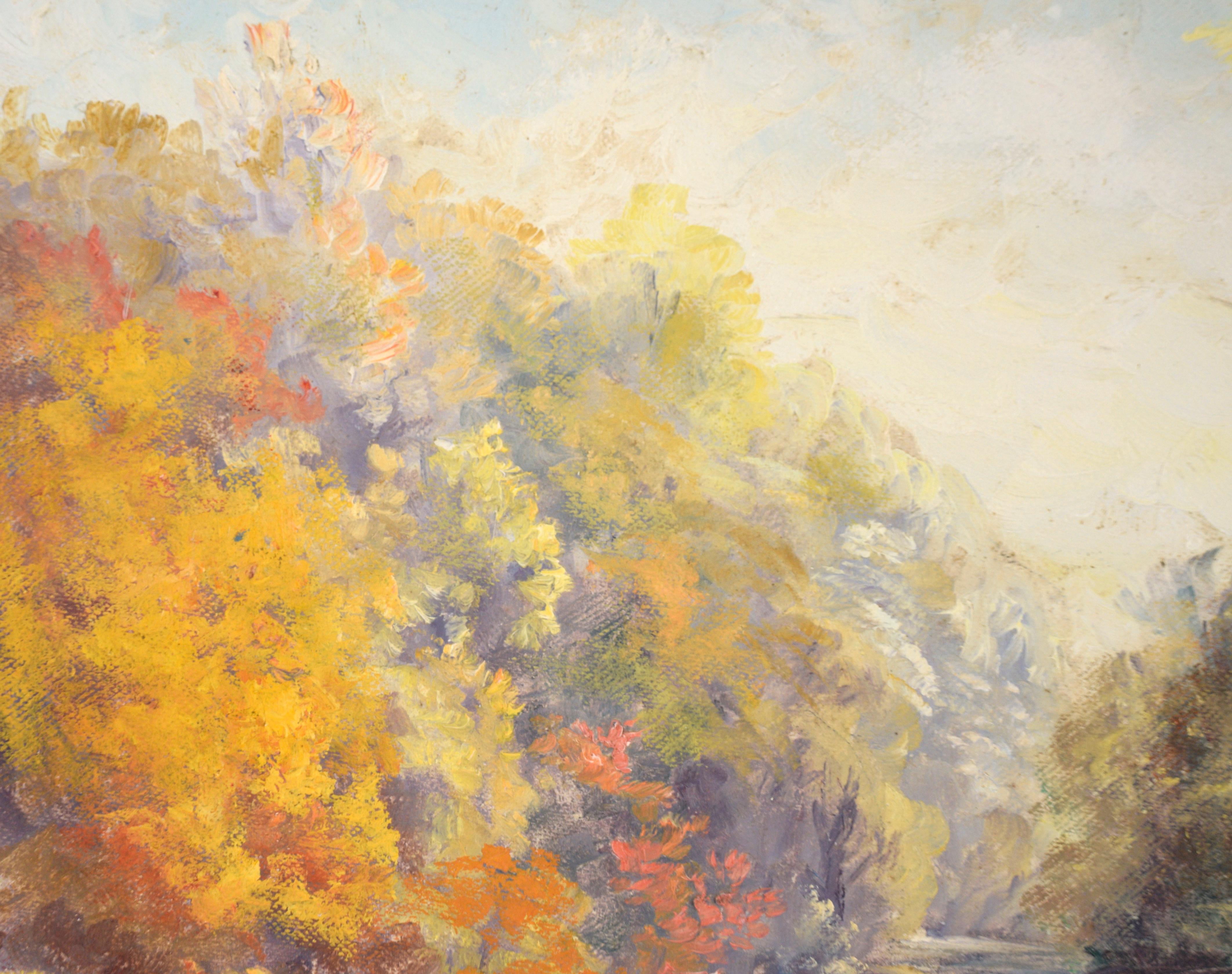 Autumn by the Stream - Landscape - Painting by Tamiko Oberholtzer