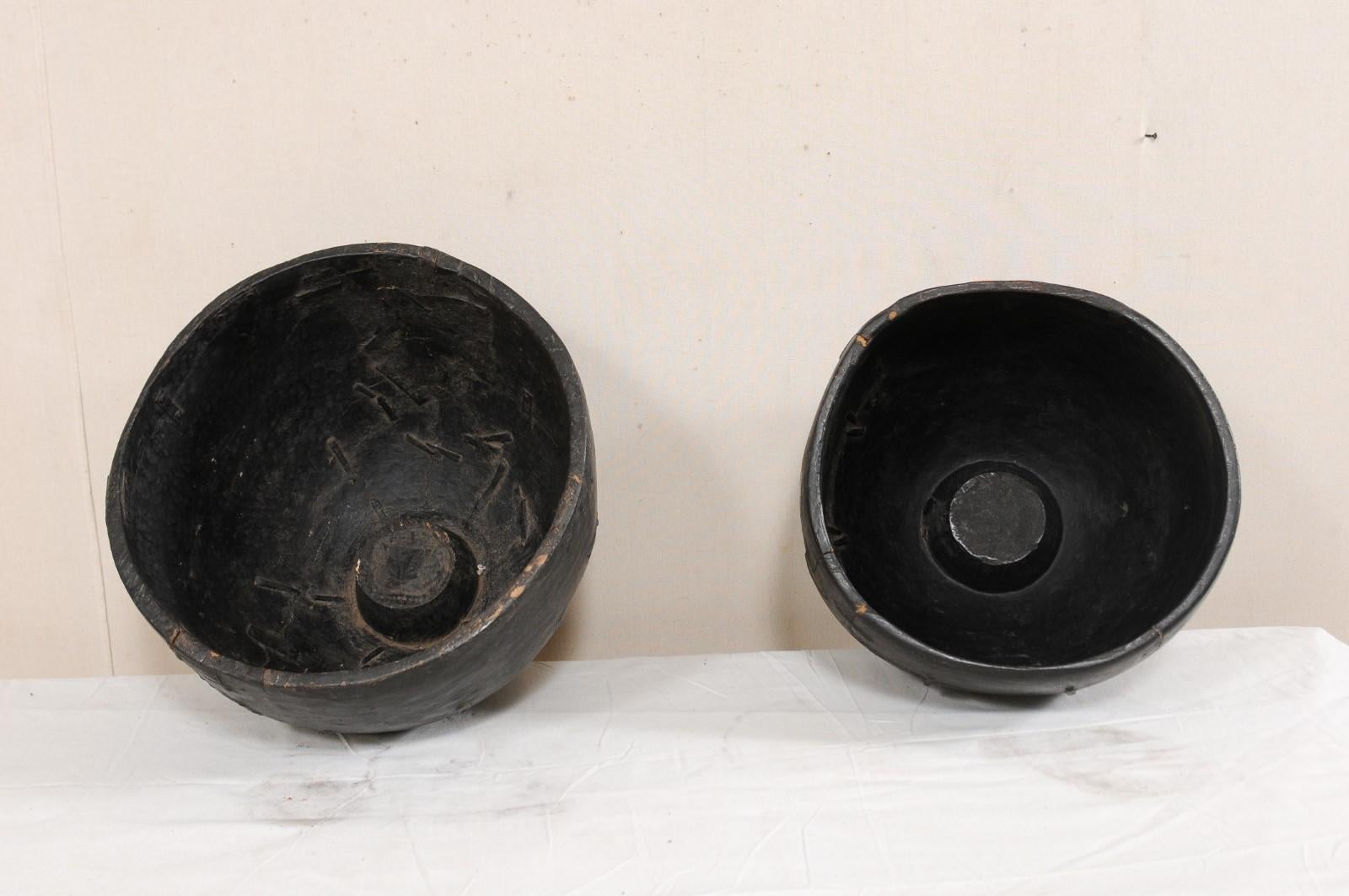 Tamil Nadu, South Indian Carved Wood Water Buckets, Early 20th Century For Sale 5
