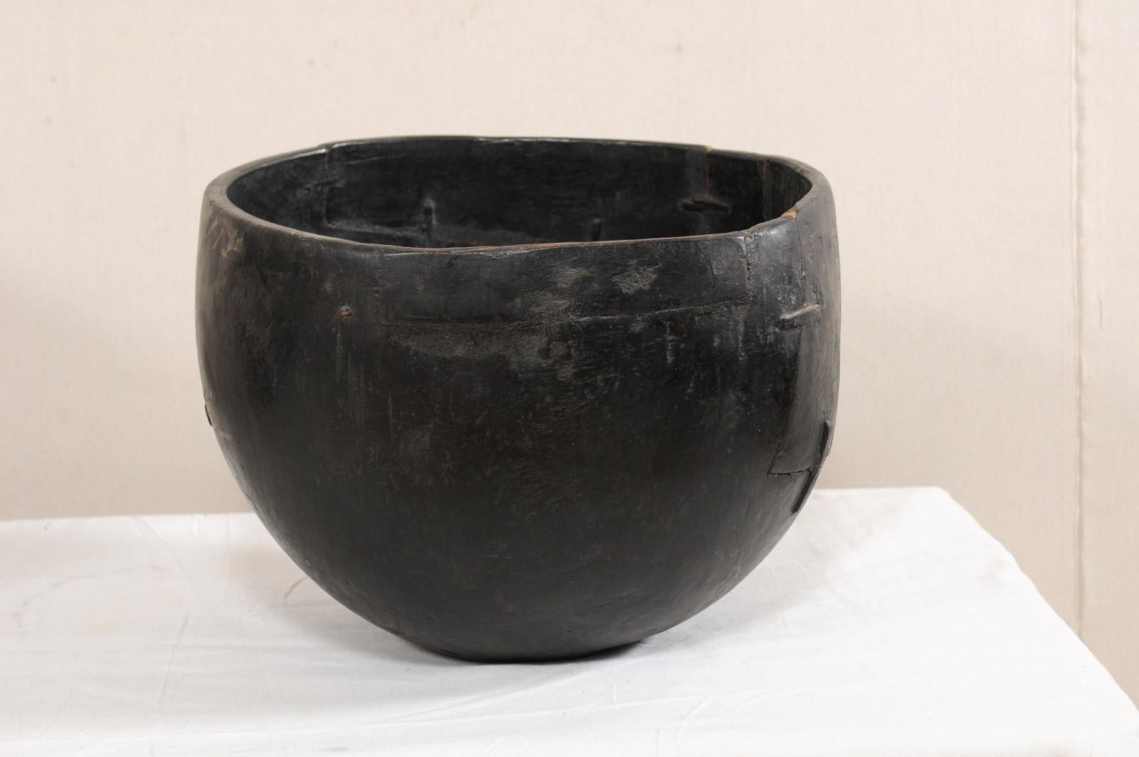 Tamil Nadu, South Indian Carved Wood Water Buckets, Early 20th Century For Sale 2