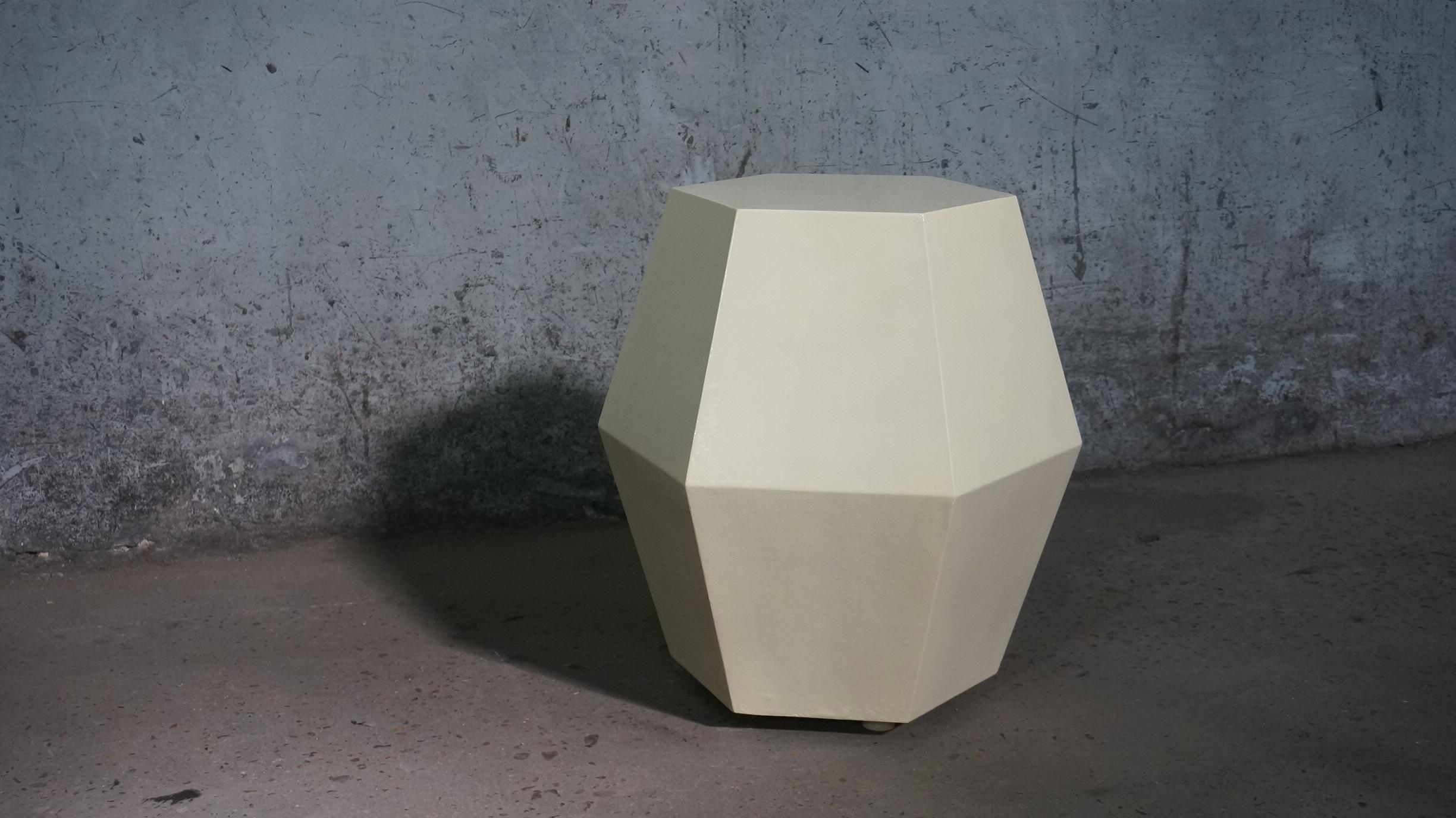 Modern Side Table in Faux Parchment from Costantini, Tamino Hex In New Condition For Sale In New York, NY