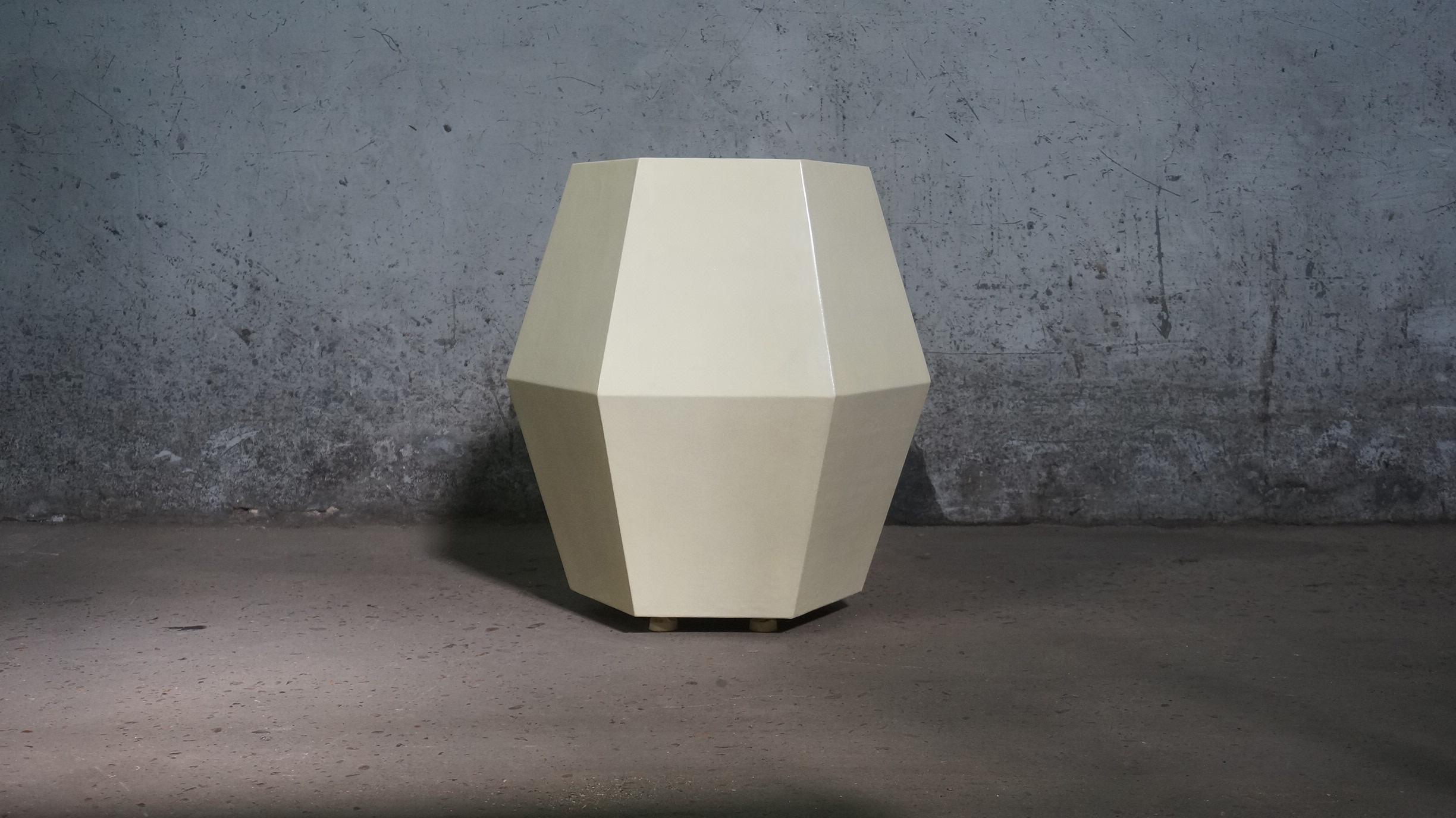 Contemporary Modern Side Table in Faux Parchment from Costantini, Tamino Hex For Sale