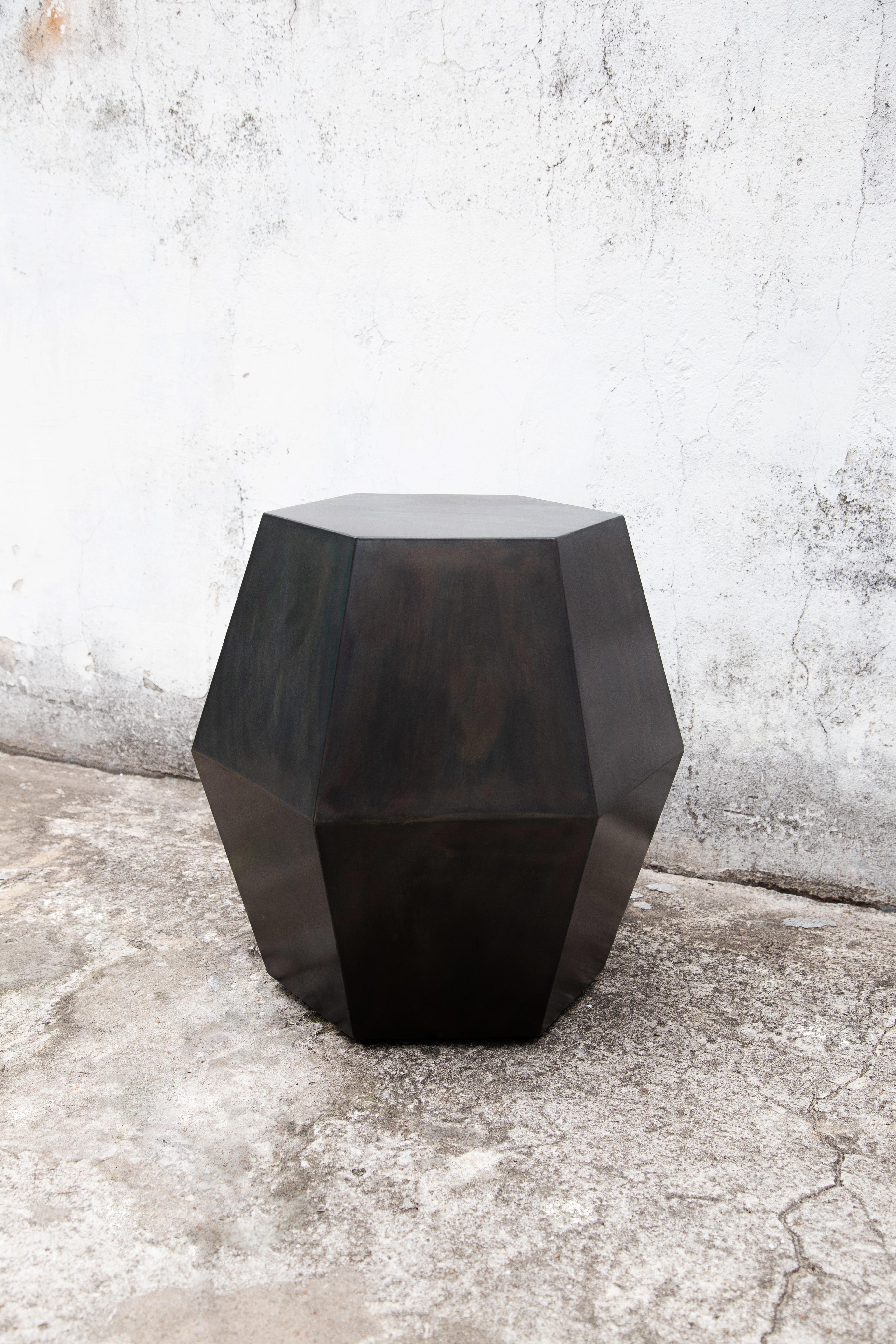 Burnished Modern Side Table in Steel from Costantini, Tamino Hex For Sale