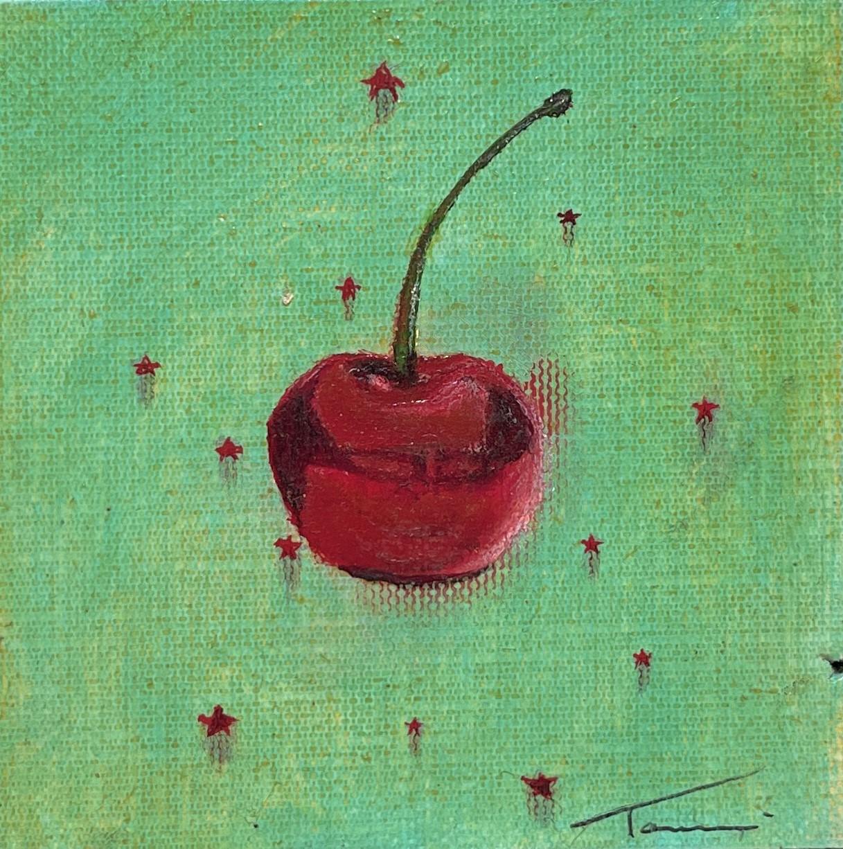 "Cherry Jubilee" (2024) von Tammi Otis ist ein handgefertigtes Original-Ölgemälde, das eine leuchtend rote Kirsche auf einem abstrakten grünen Hintergrund zeigt.


Erklärung des Künstlers:

b. 1964 - Huntington, Indiana

Ich male mit Öl-Lasuren,