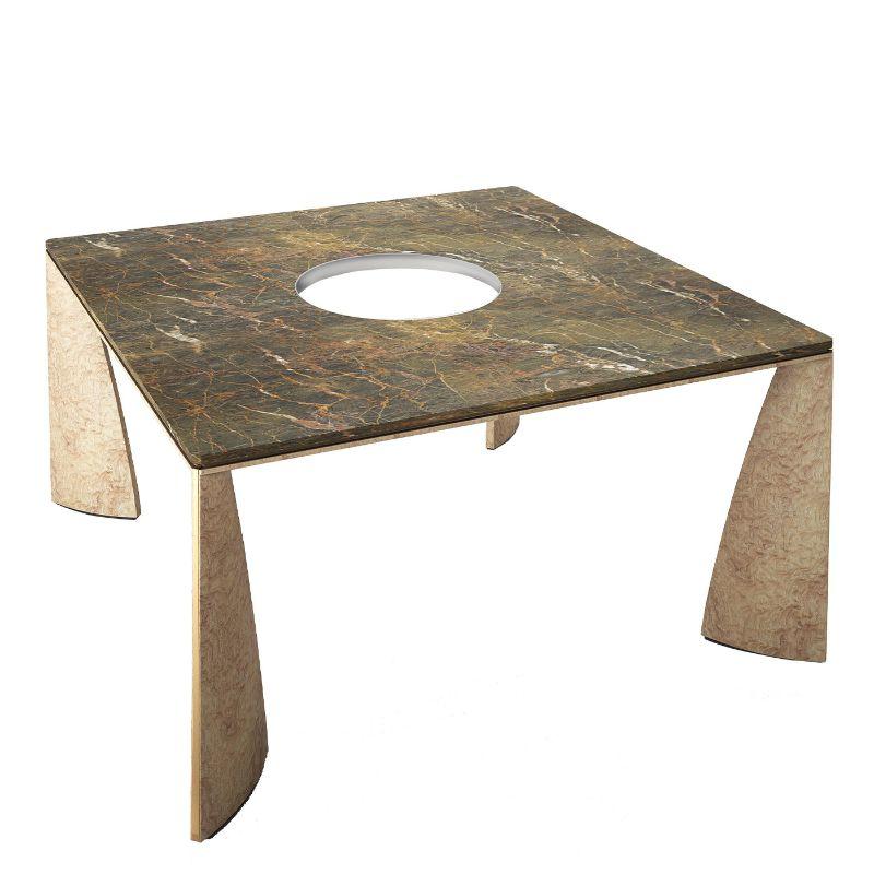 Italian Tamo Wood and Siena Marble Dining Table For Sale