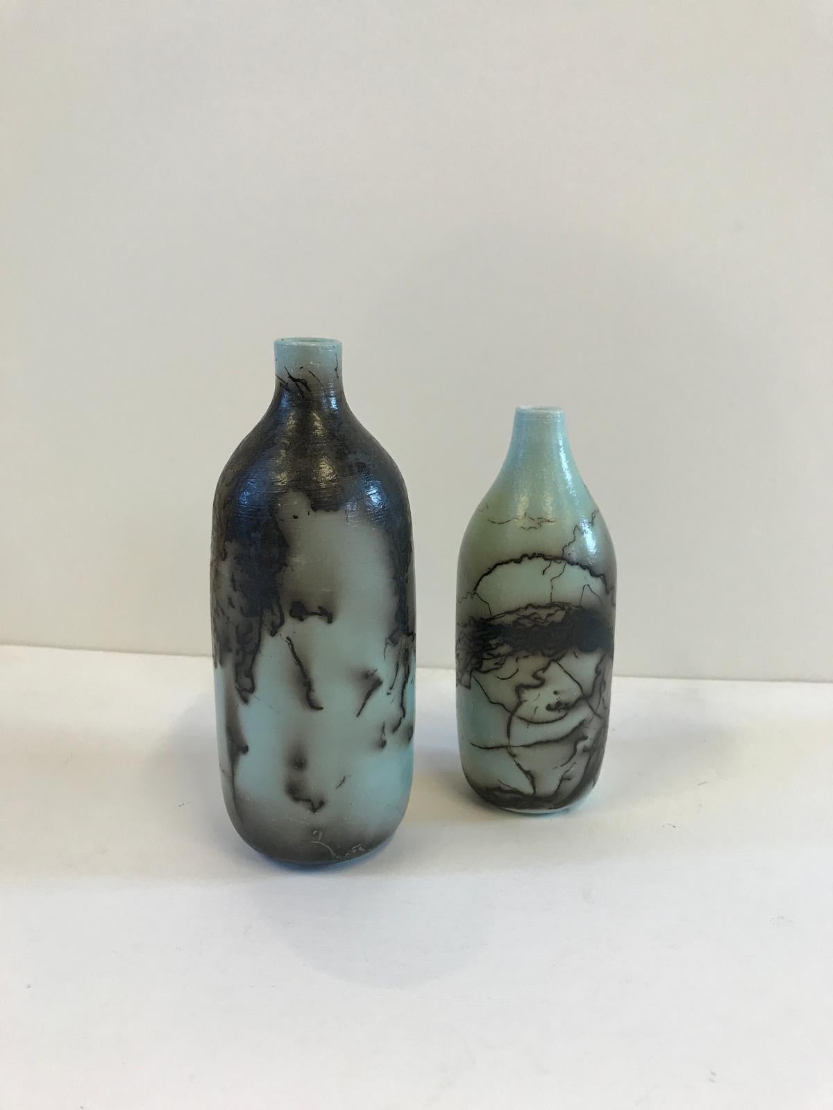 En Venta, Cerámica Raku Desnuda, Jarrón Azul Huevo de Pato  Extra Pequeño, Cerámica en venta 3