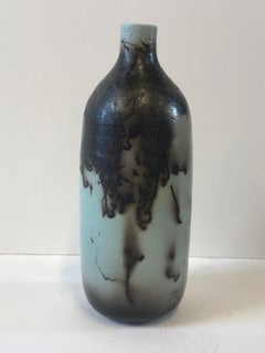 En Venta, Cerámica Raku Desnuda, Jarrón Azul Huevo de Pato Pequeño, Cerámica, Arte Escultura