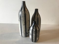 Three Raku Striped Bottles