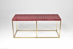 Banc TAMT en cuir tressé et laiton par Jonathan Amar, Maroc