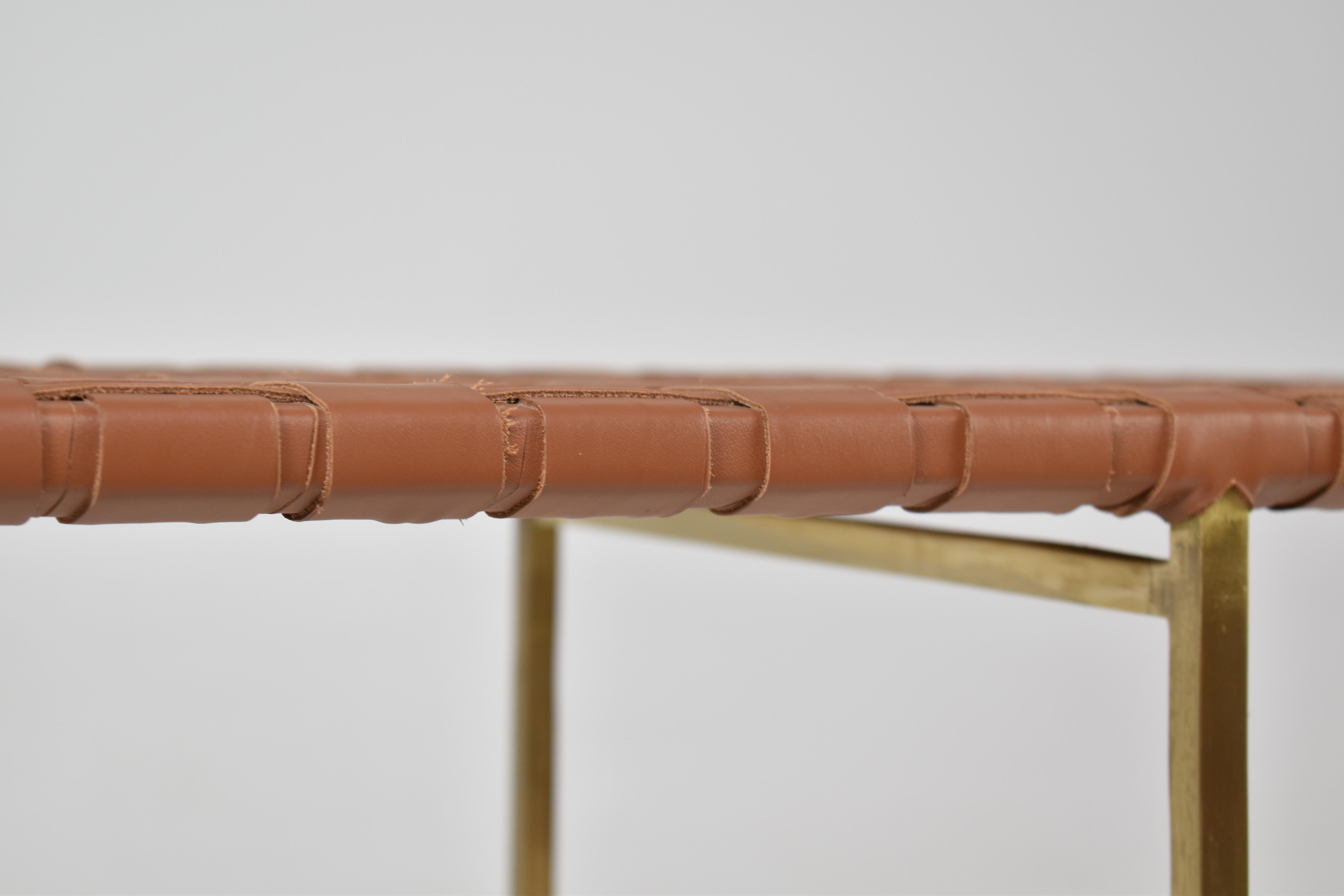 TAMT Woven Leather and Brass Bench by Jonathan Amar, Morocco For Sale 3