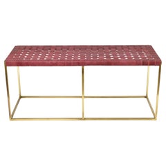 TAMT Woven Leather and Brass Bench by Jonathan Amar, Morocco