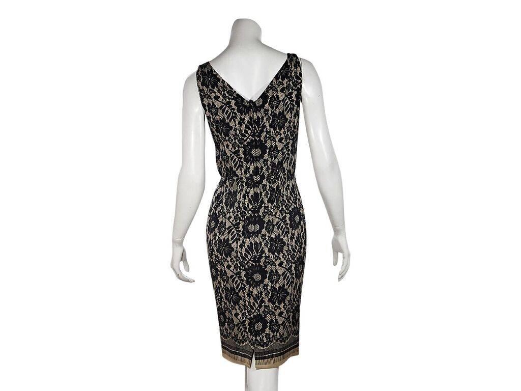Dolce & Gabbana Tan and Black Lace Sheath Dress In Good Condition In New York, NY
