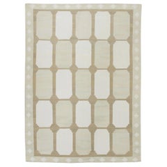 Tapis en laine tissé à plat à motifs géométriques Tan et Brown 9' x 12' (9' x 12')
