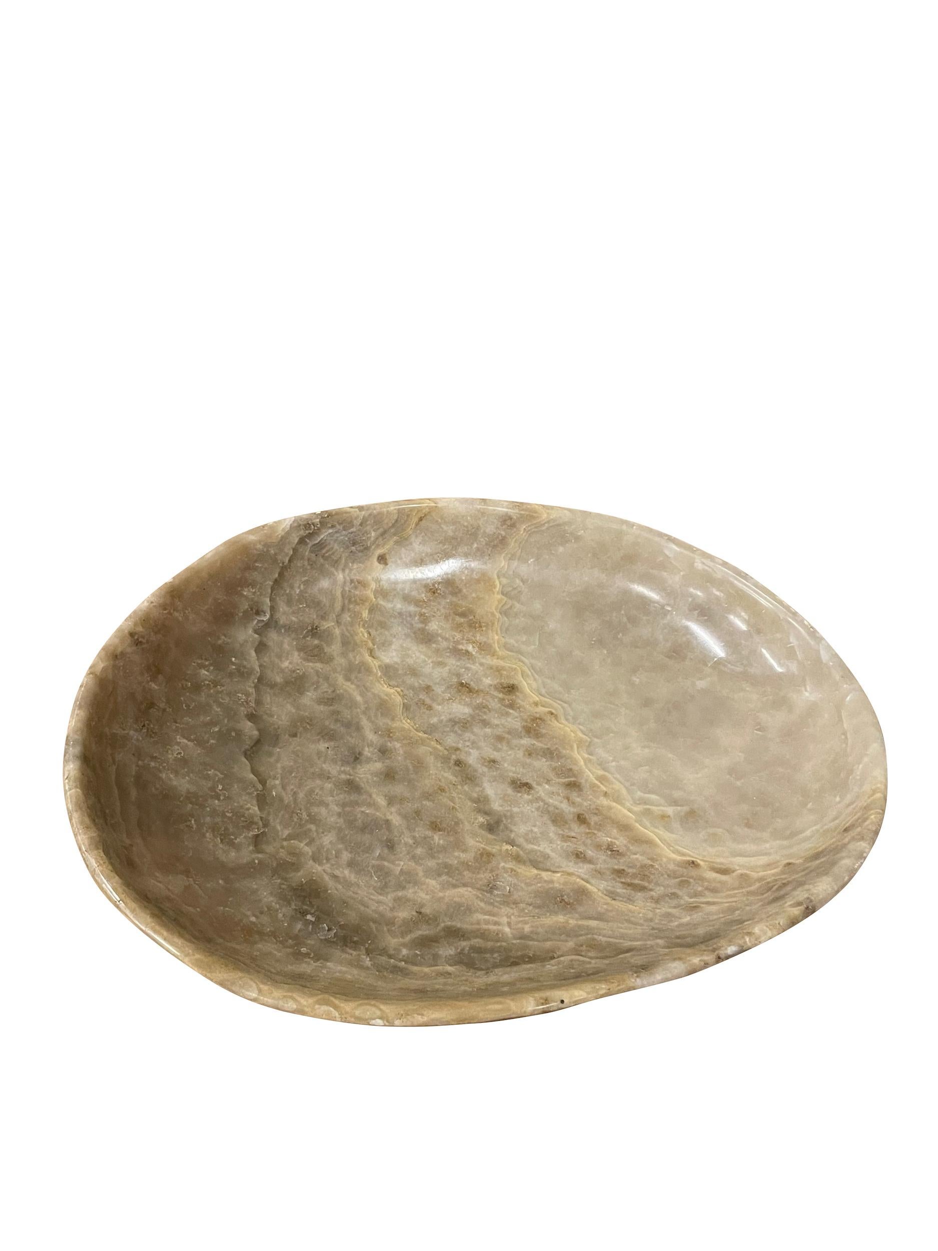 Tan And Cream Onyx Bowl, Indonesia, Contemporary For Sale 1